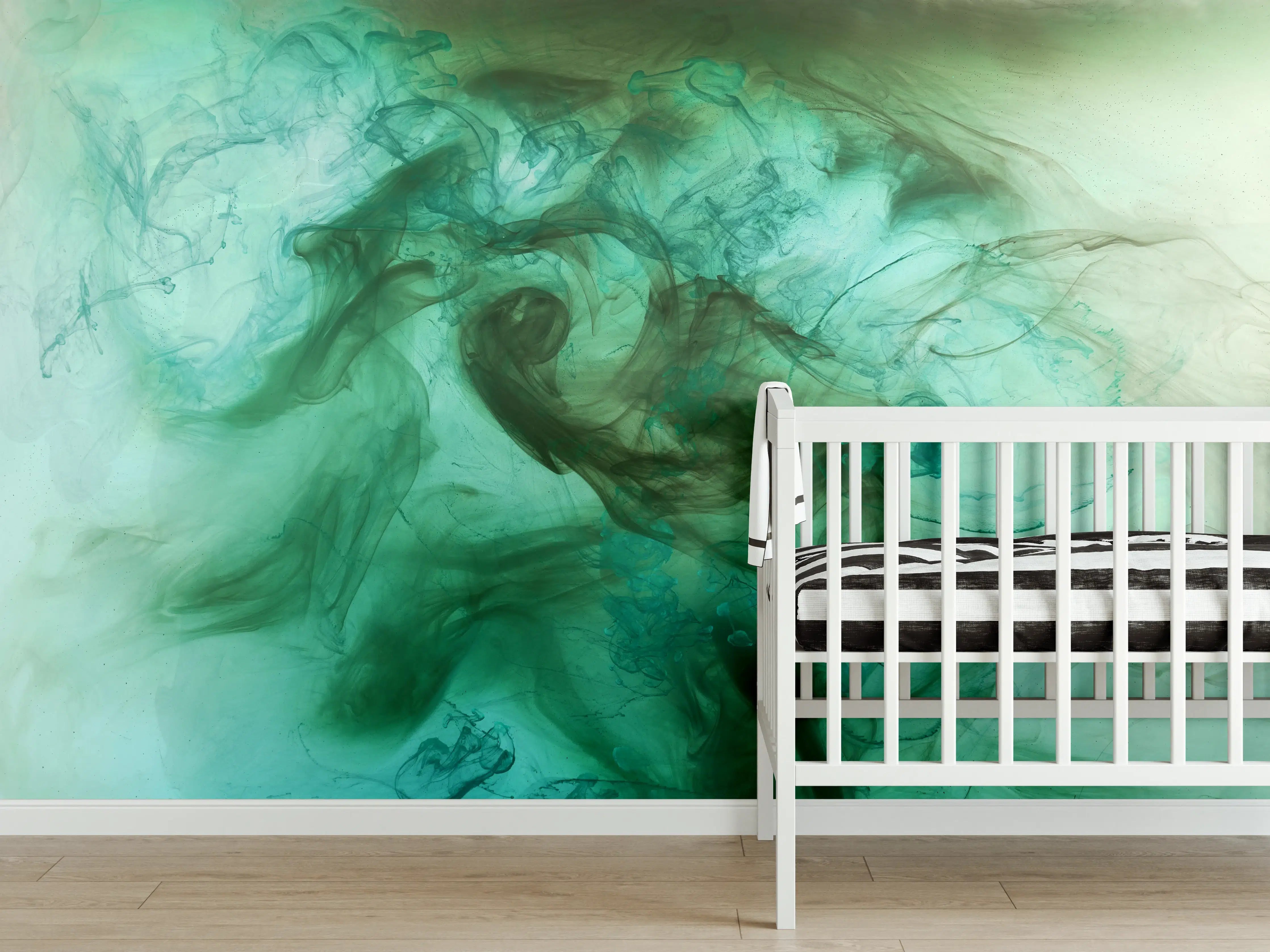 Babyzimmer Wandgestaltung - Grüner und Blaugrüner Farbmischungseffekt
