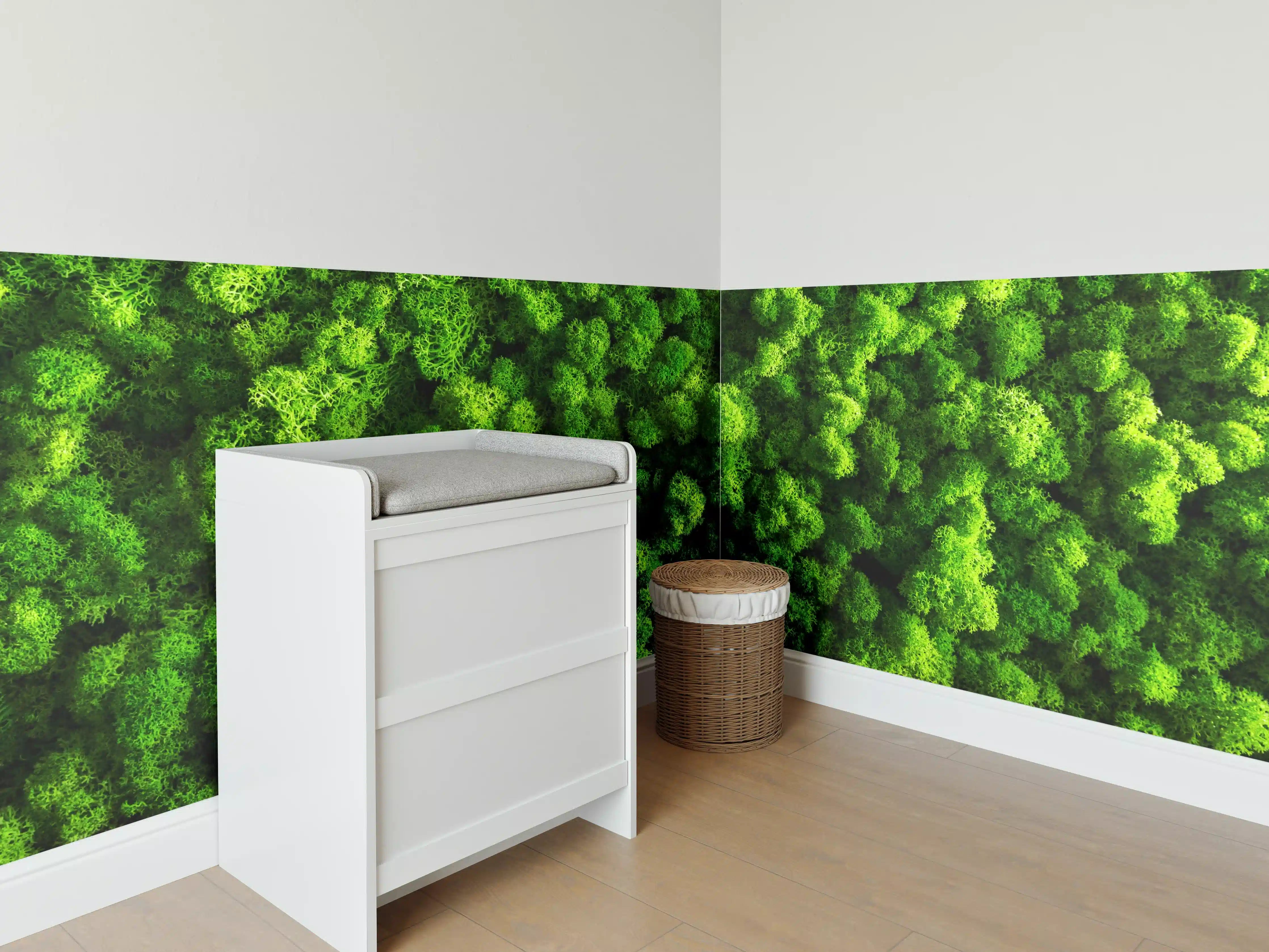 Babyzimmer Wandgestaltung - Grünes Moosdickicht im Nahbereich