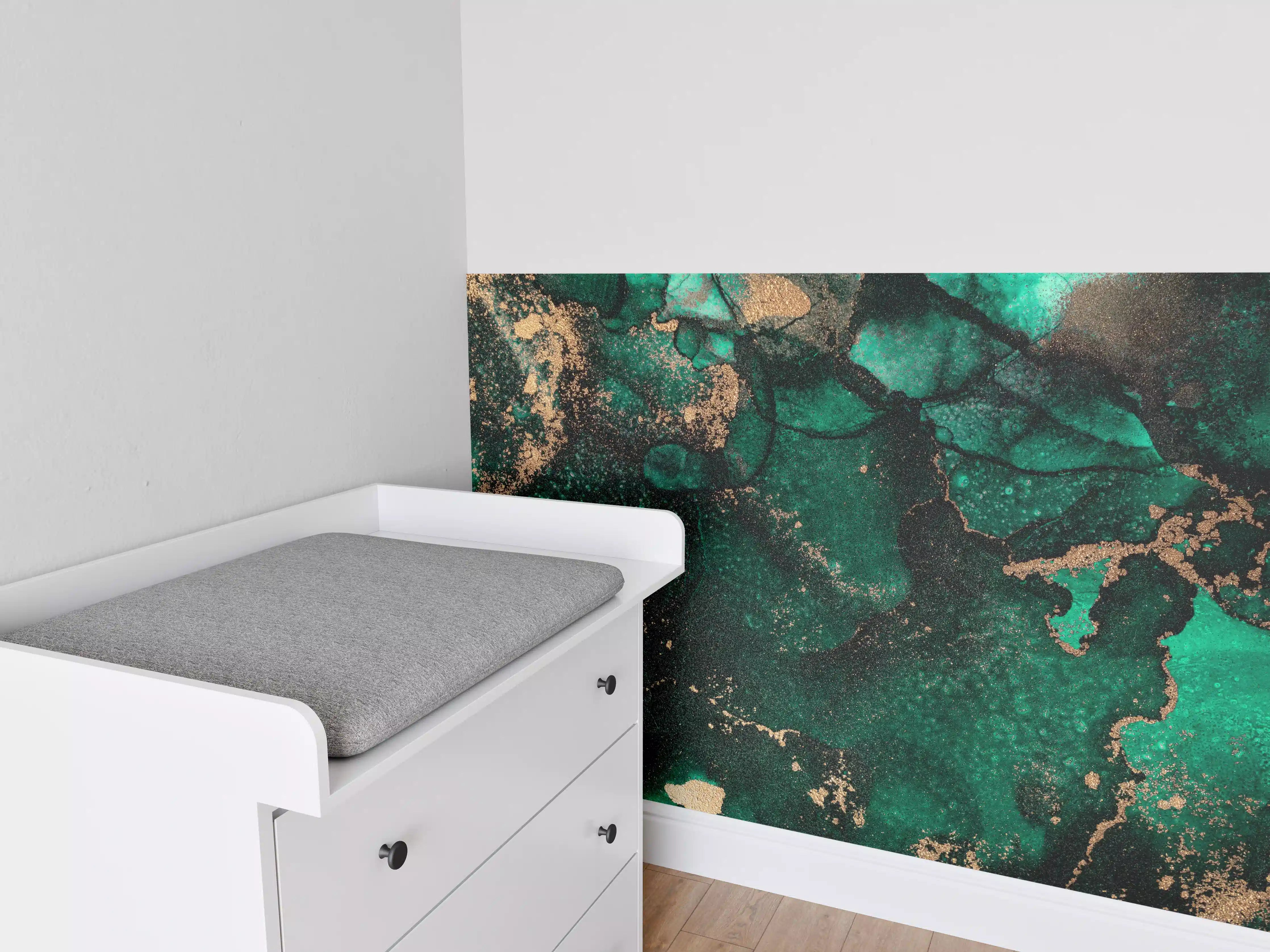 Babyzimmer Wandgestaltung - Grünliche Marmor Wandtextur - Flüssigmalerei