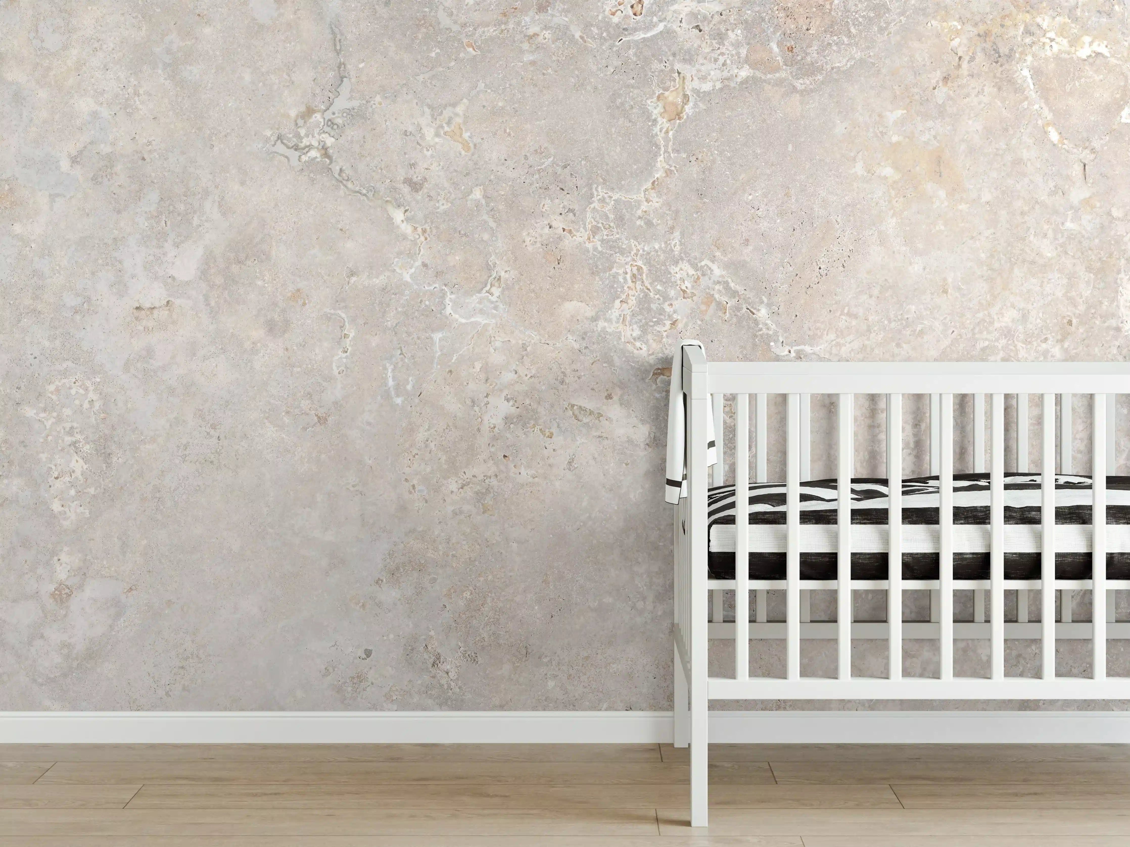 Babyzimmer Wandgestaltung - Hell bräunliche edle Marmortextur
