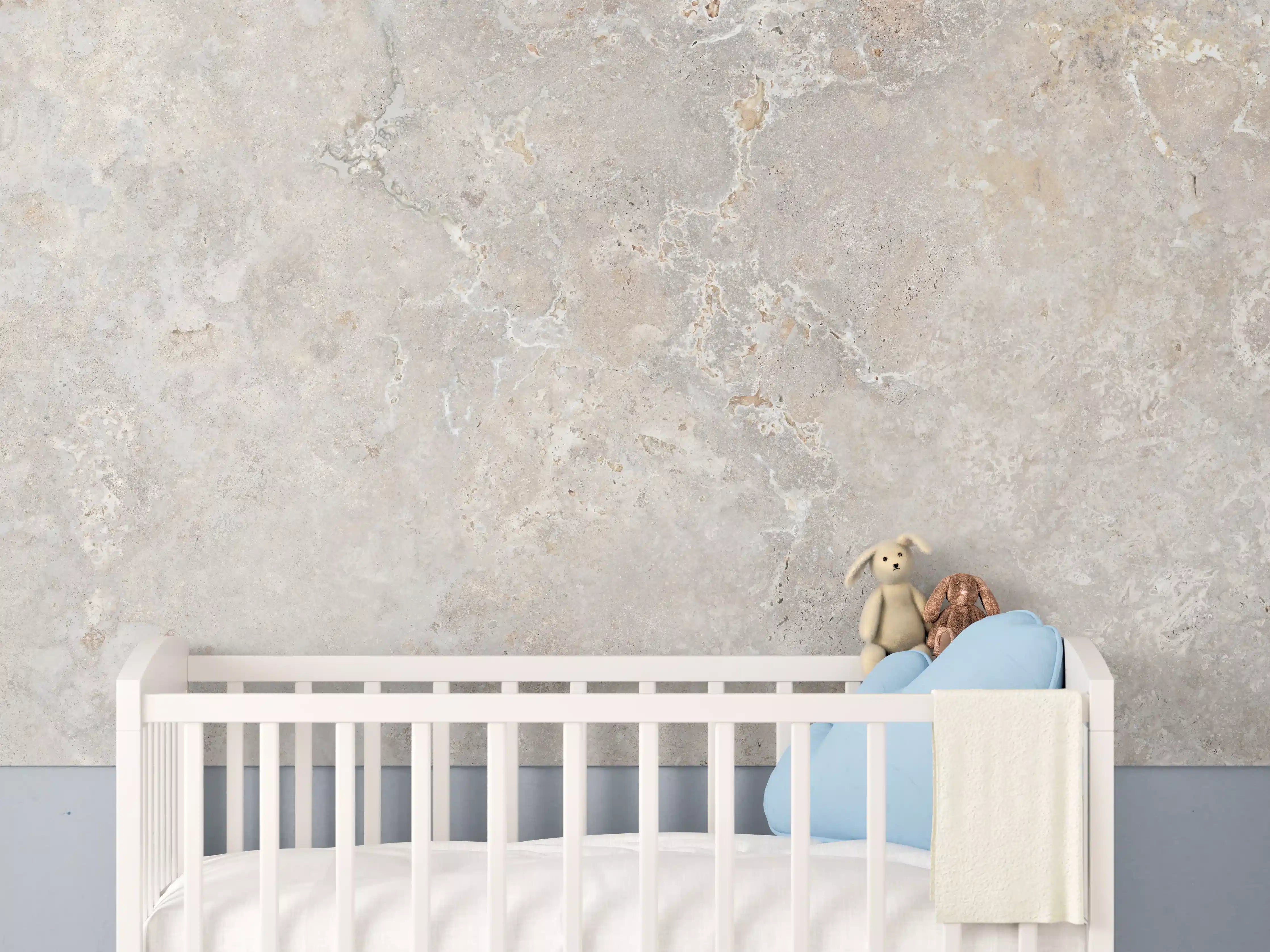 Babyzimmer Wandgestaltung - Hell bräunliche edle Marmortextur
