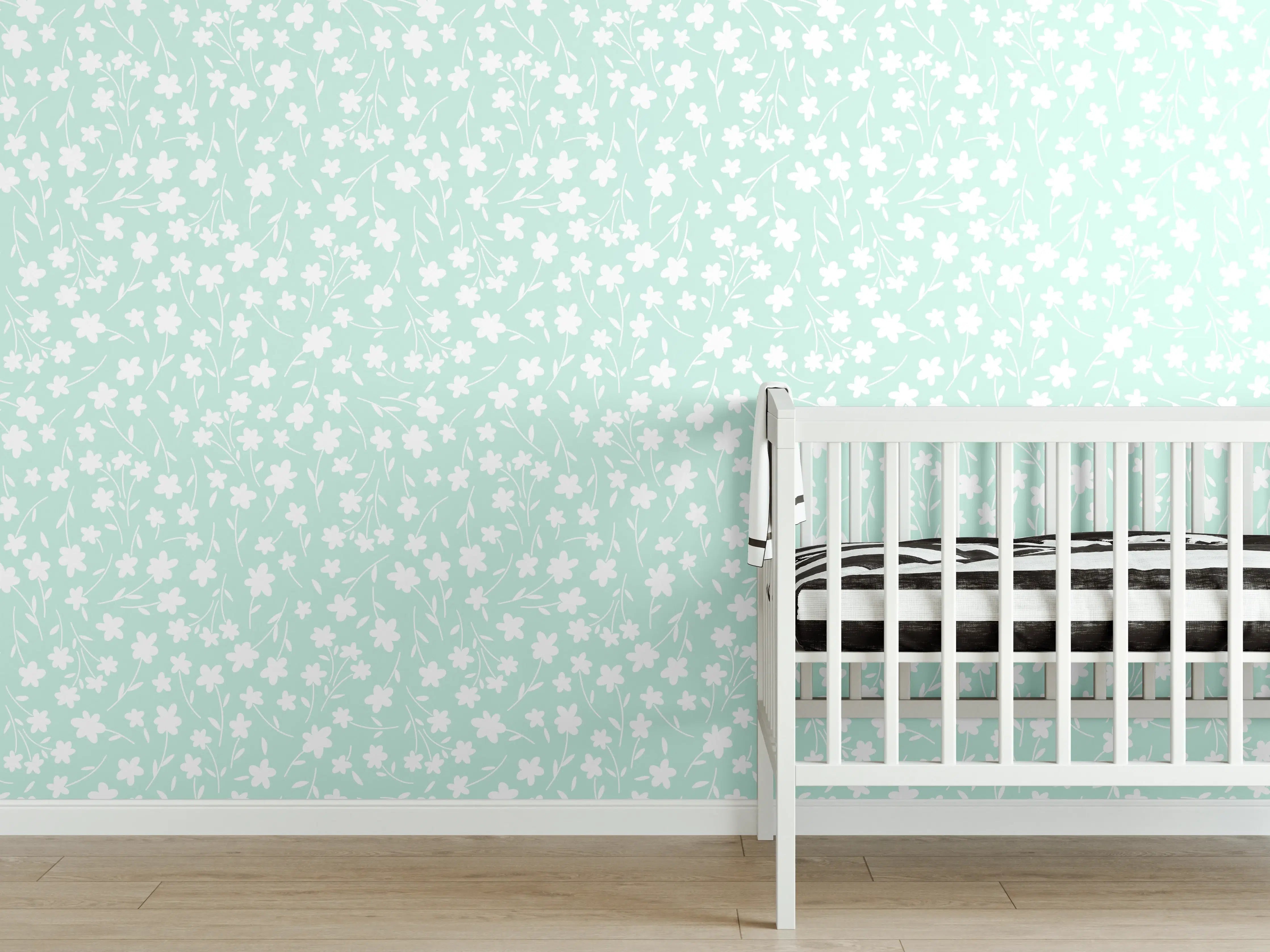 Babyzimmer Wandgestaltung - Hellanacht im Garten mit Sternen