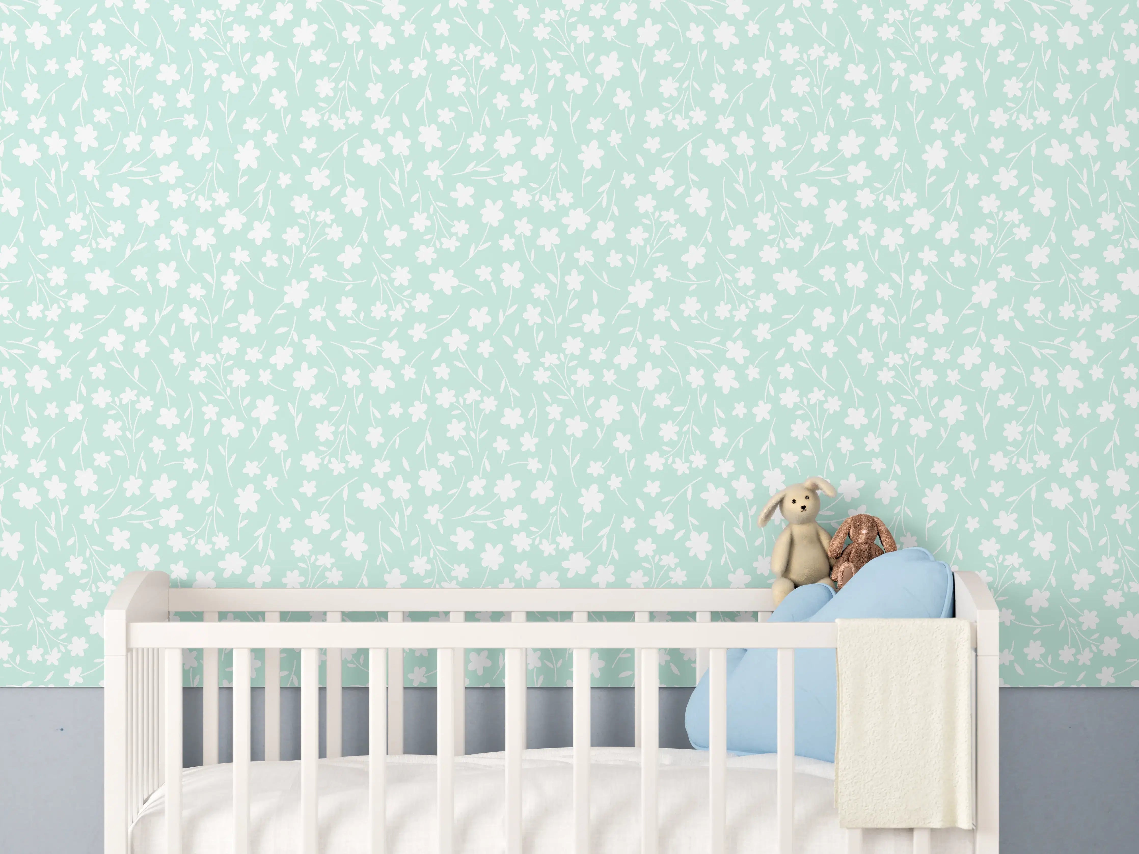 Babyzimmer Wandgestaltung - Hellanacht im Garten mit Sternen