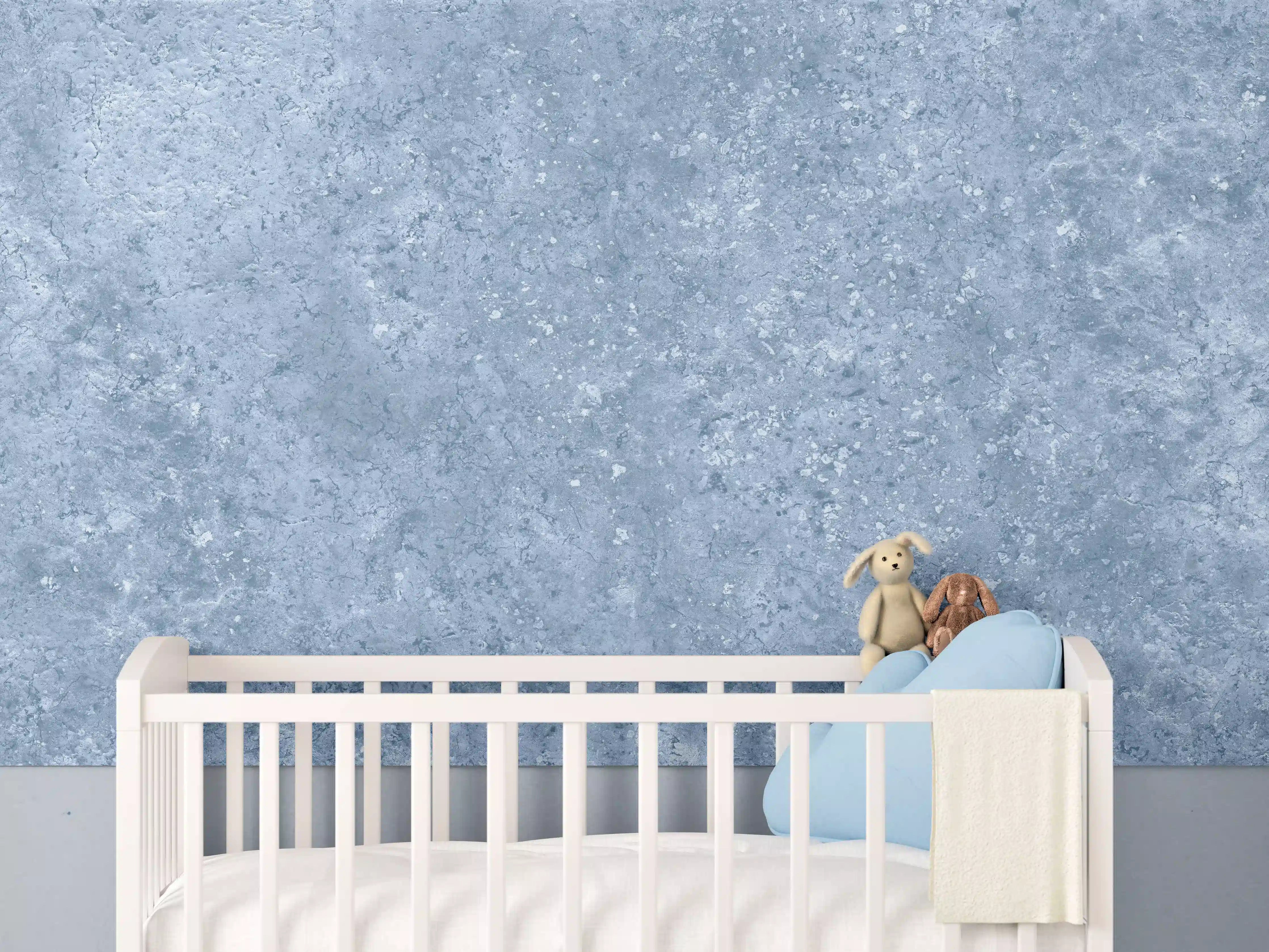Babyzimmer Wandgestaltung - Hellblaue getünchte Wandtextur