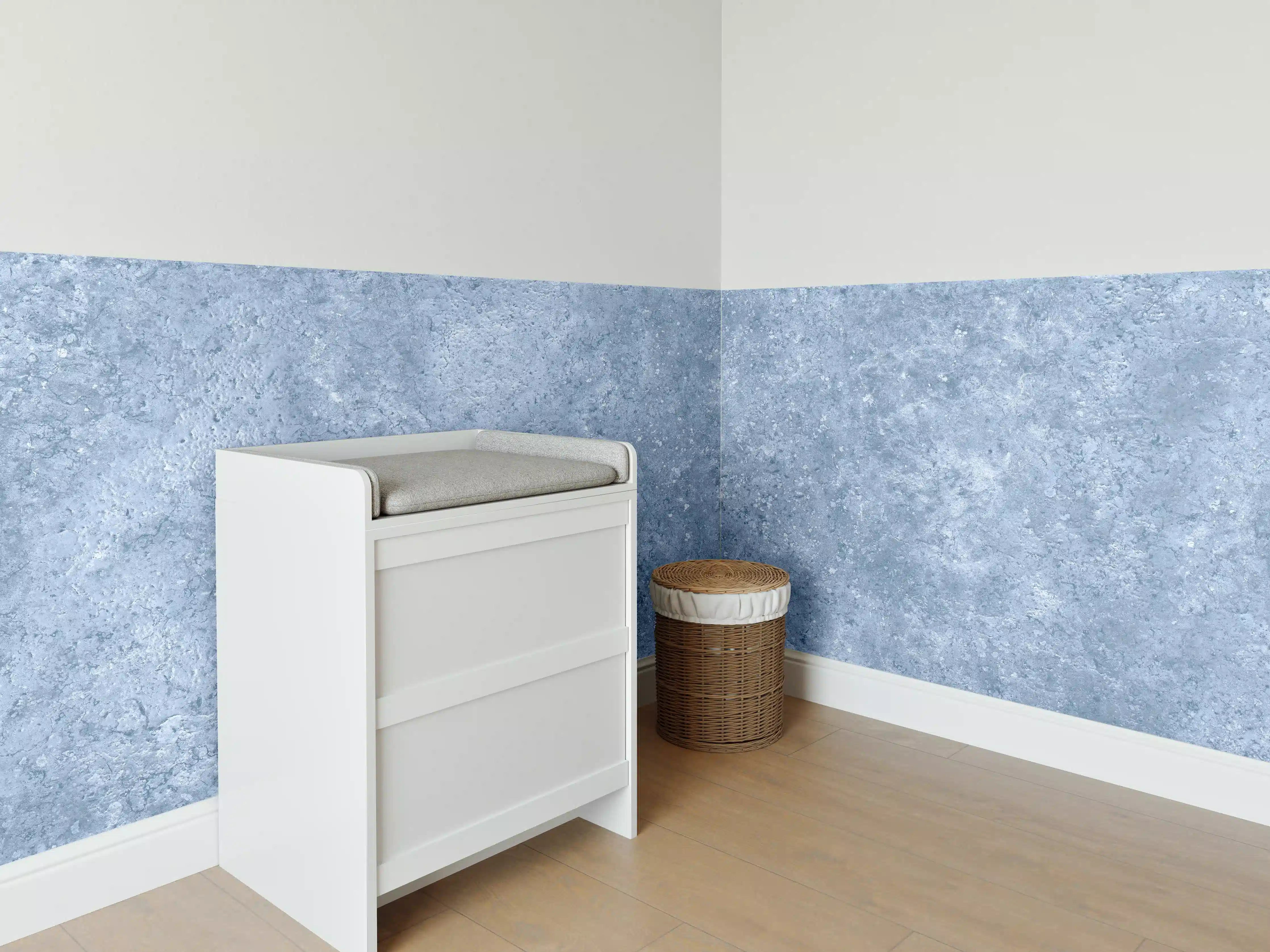 Babyzimmer Wandgestaltung - Hellblaue getünchte Wandtextur