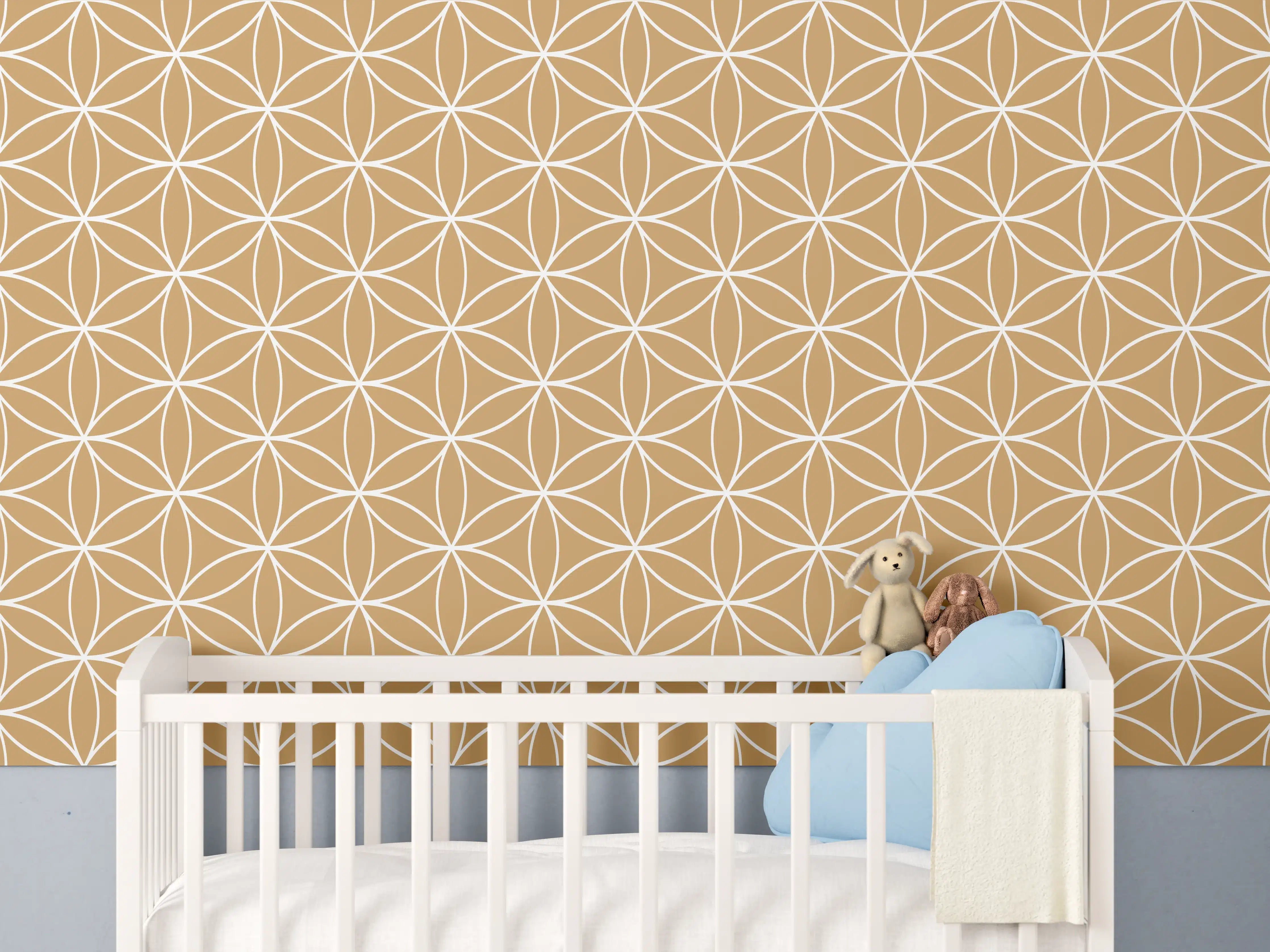 Babyzimmer Wandgestaltung - Hellbraune geometrische Muster