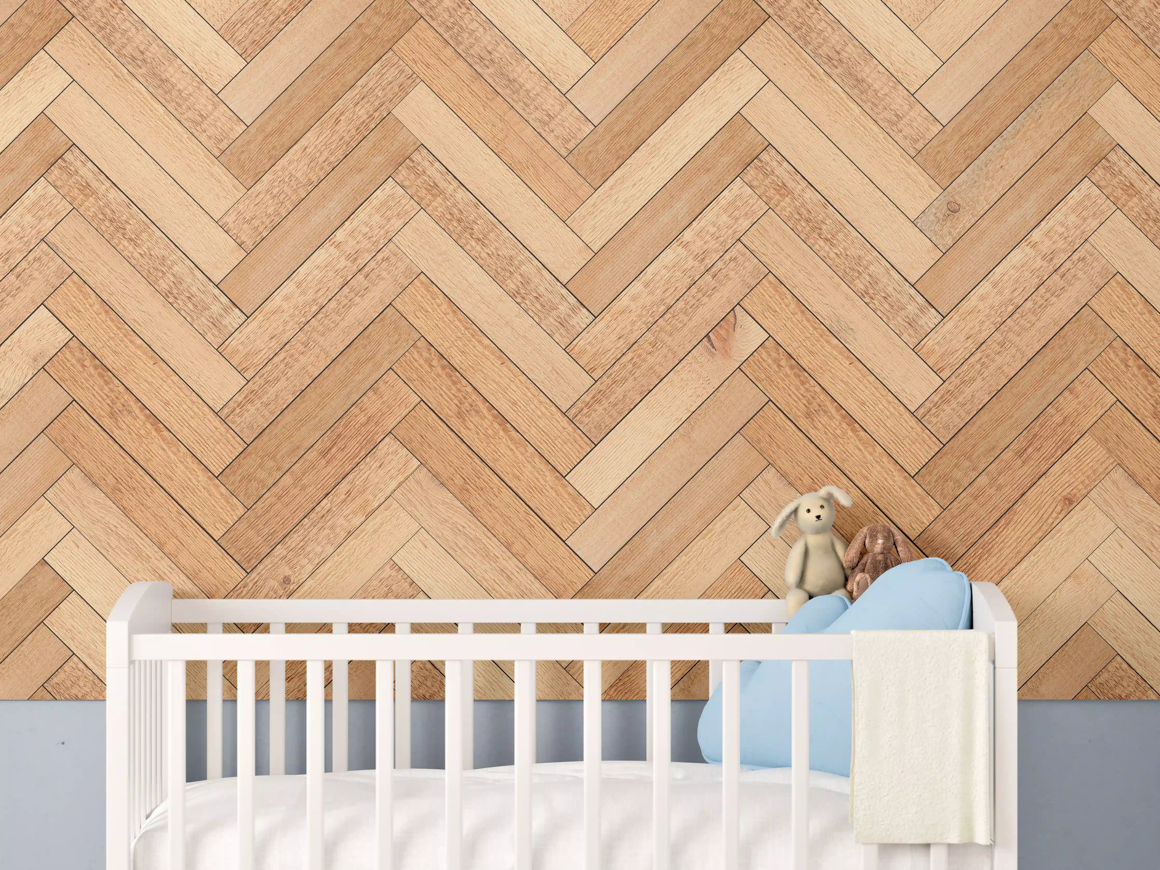 Babyzimmer Wandgestaltung - Helle Holzbrett Textur