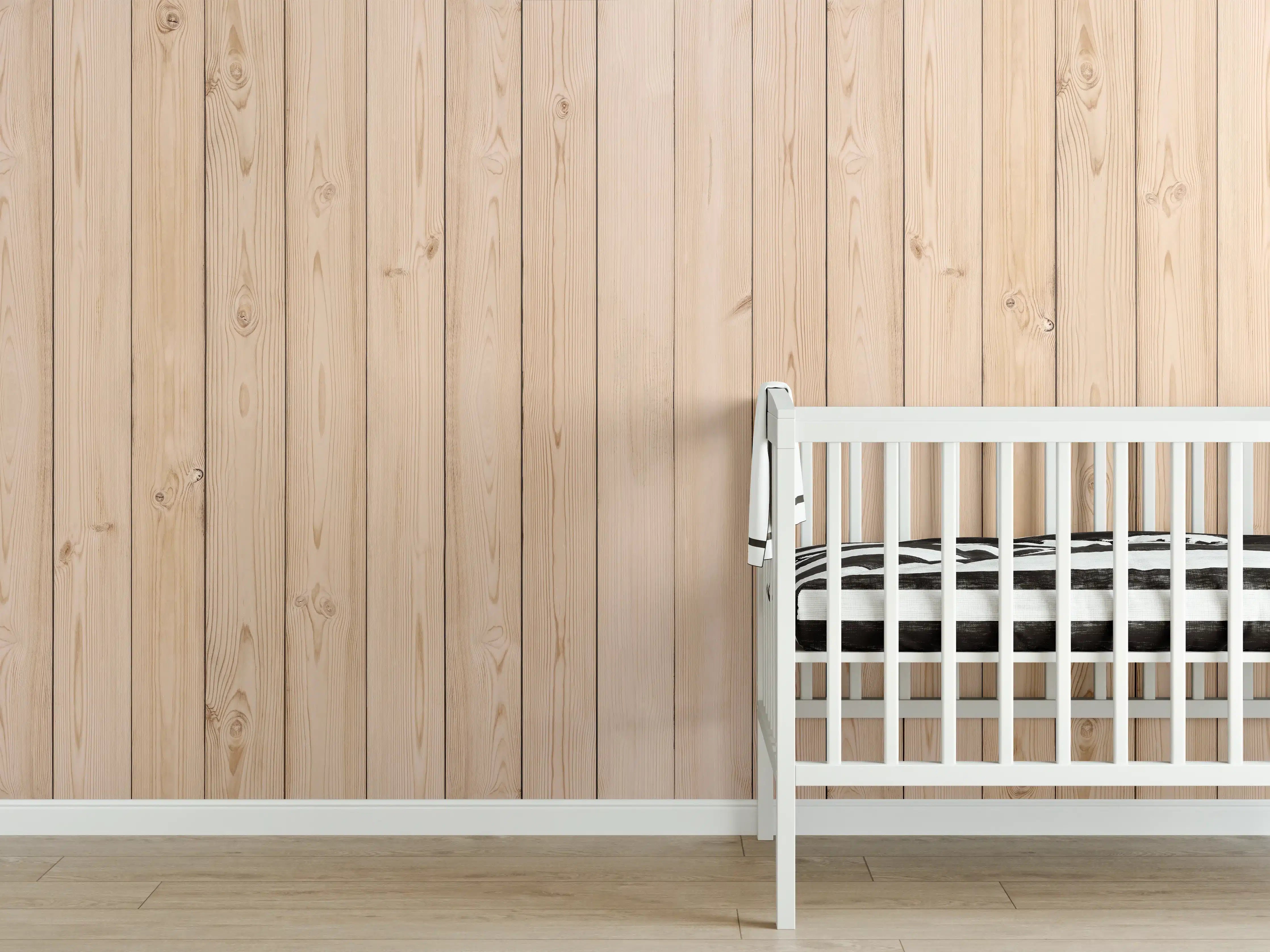 Babyzimmer Wandgestaltung - Helle Holzplanken 