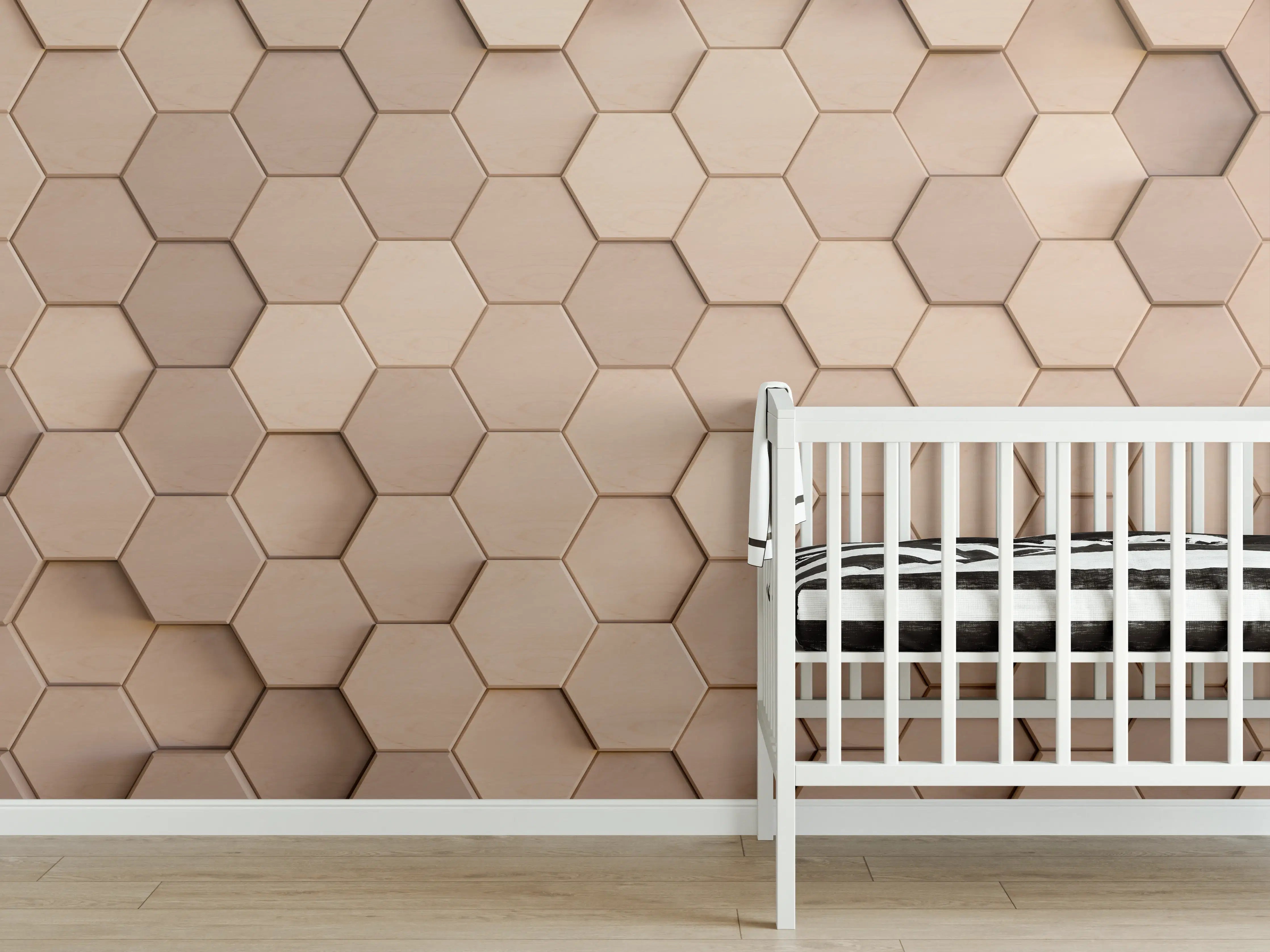 Babyzimmer Wandgestaltung - Helle Holzwand mit neutralen Tönen