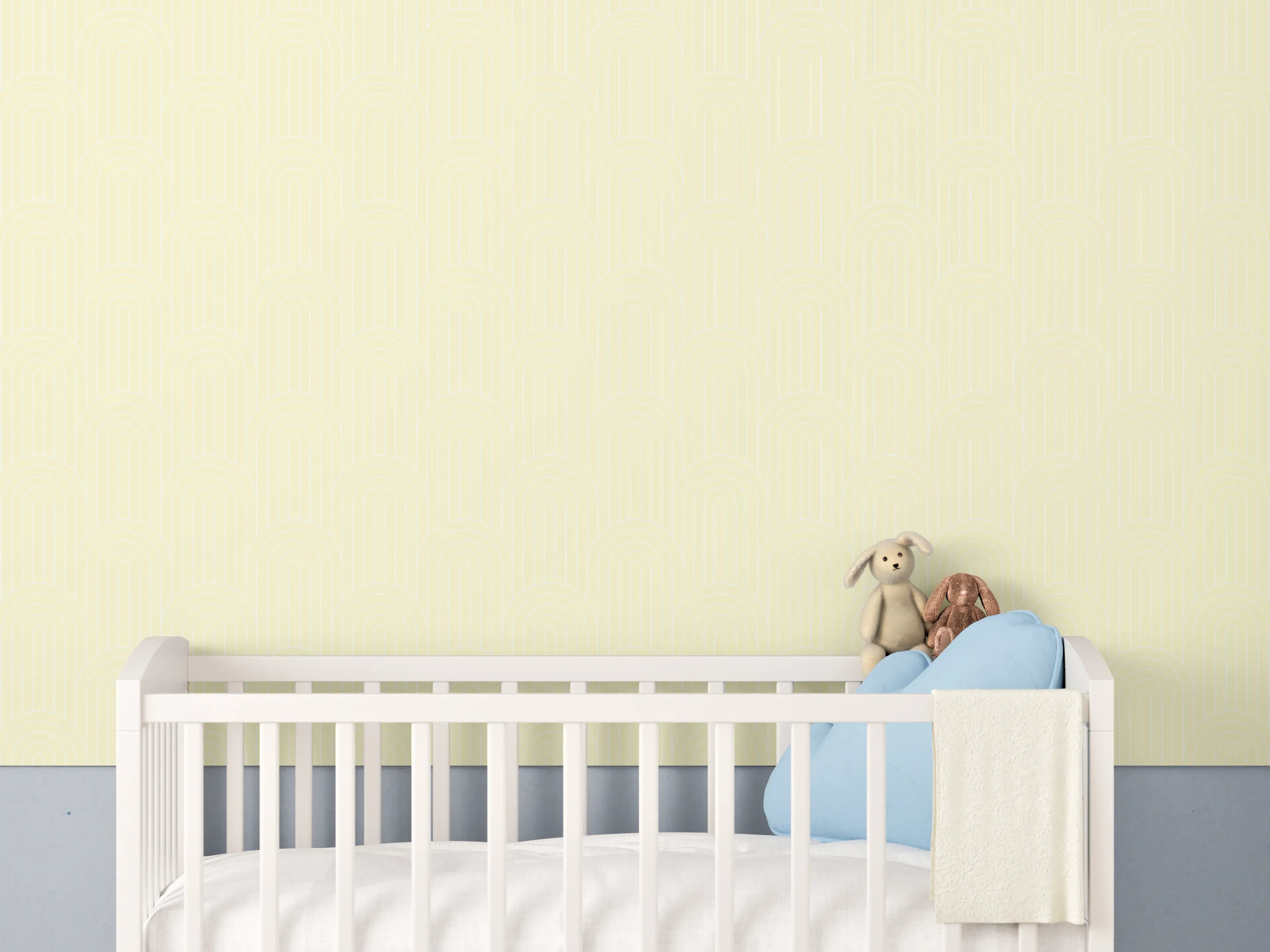 Babyzimmer Wandgestaltung - Helle Limone-Creme-Arkaden