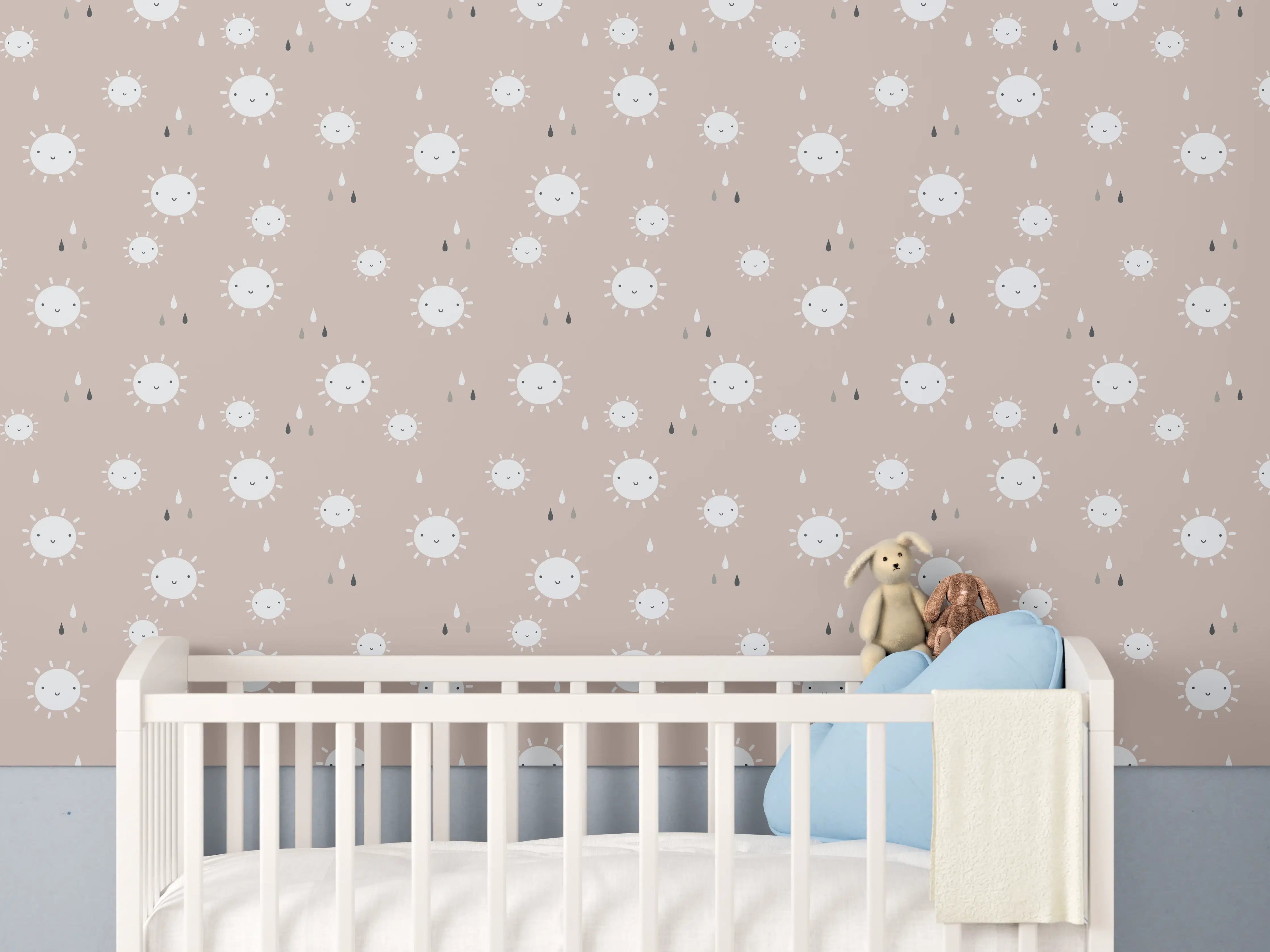 Babyzimmer Wandgestaltung - Helle Polka Dot Wandgestaltung in gedeckten Tönen