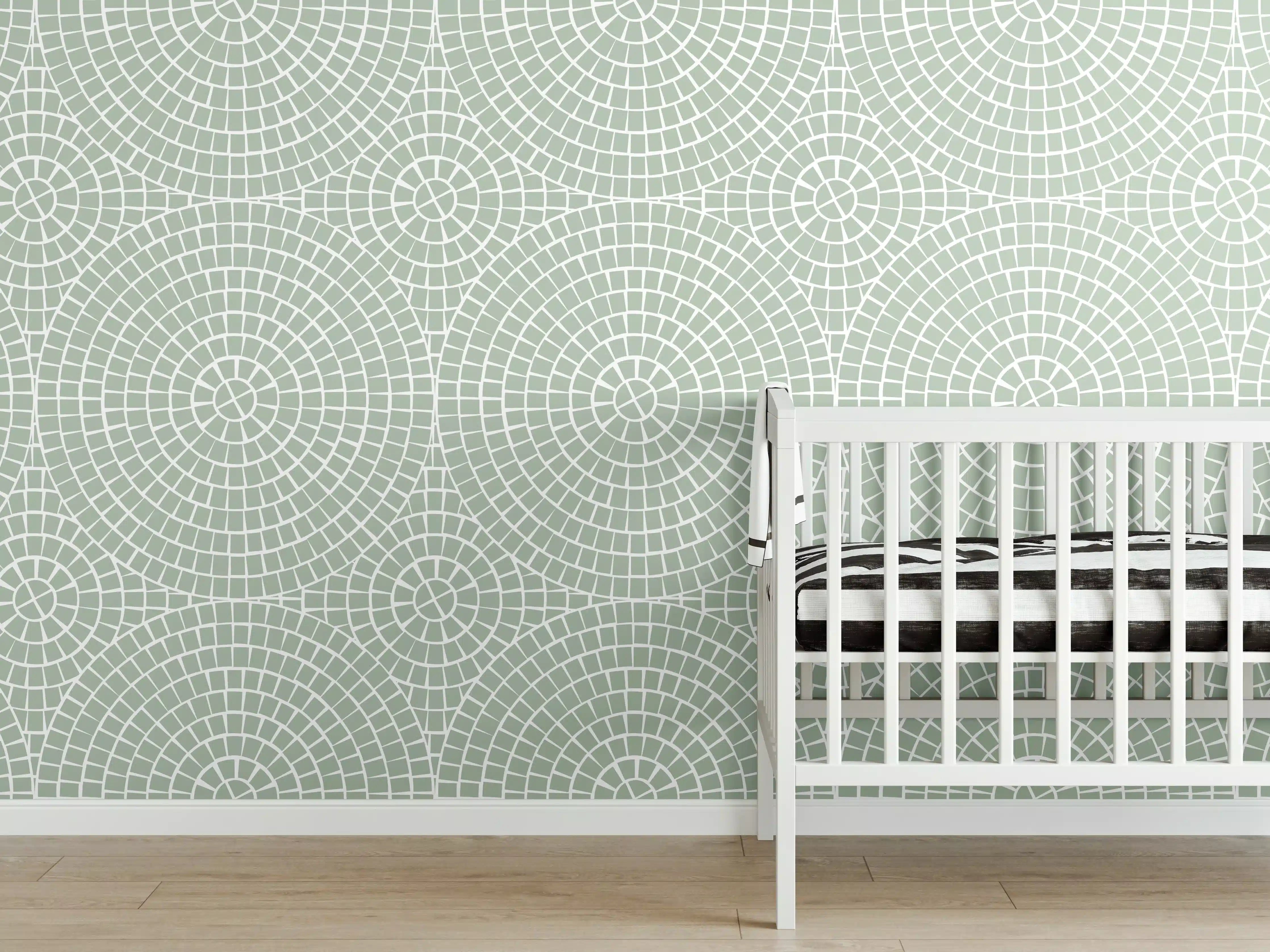 Babyzimmer Wandgestaltung - Helle Salvia-Mosaik-Optik