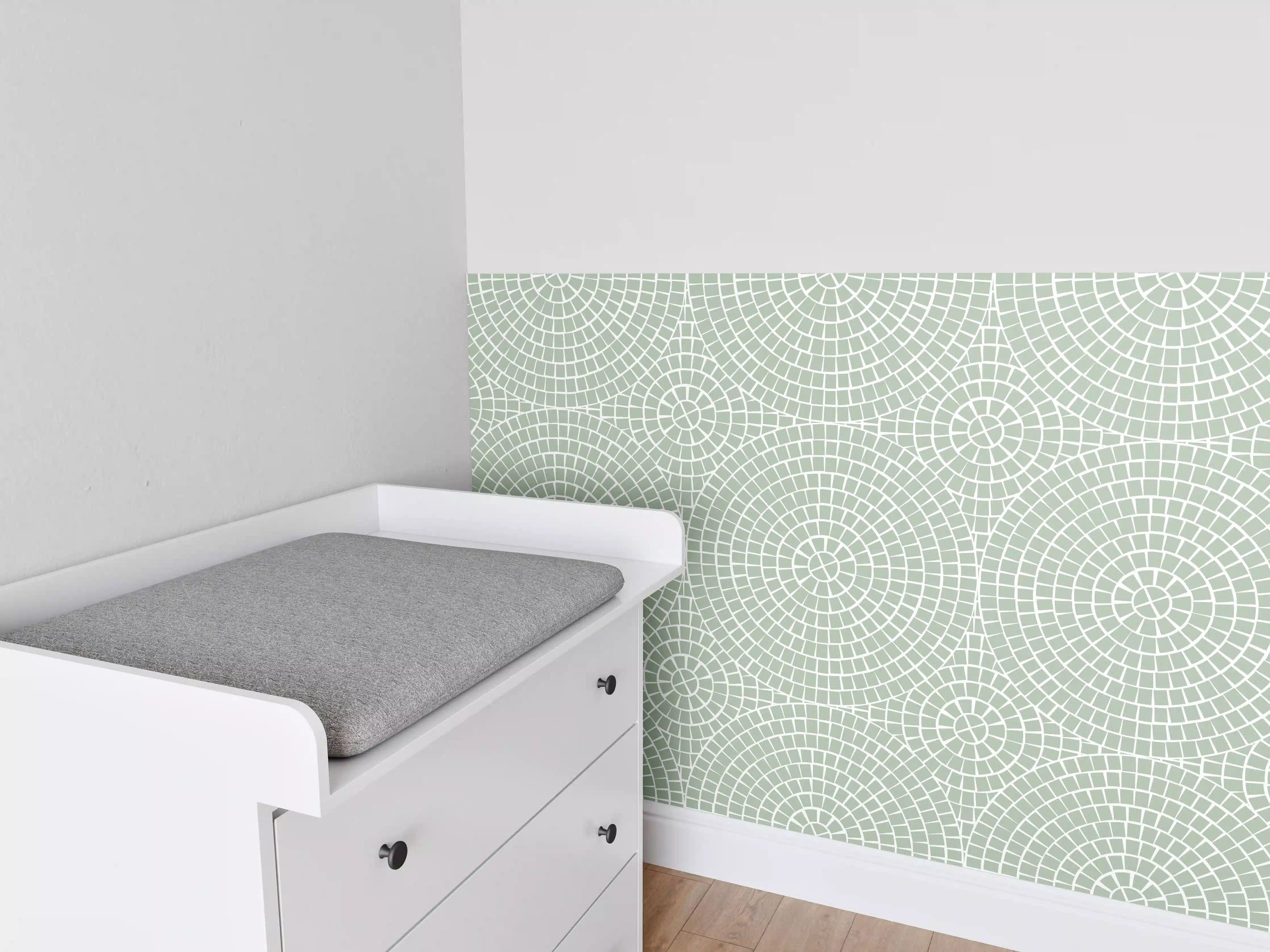 Babyzimmer Wandgestaltung - Helle Salvia-Mosaik-Optik