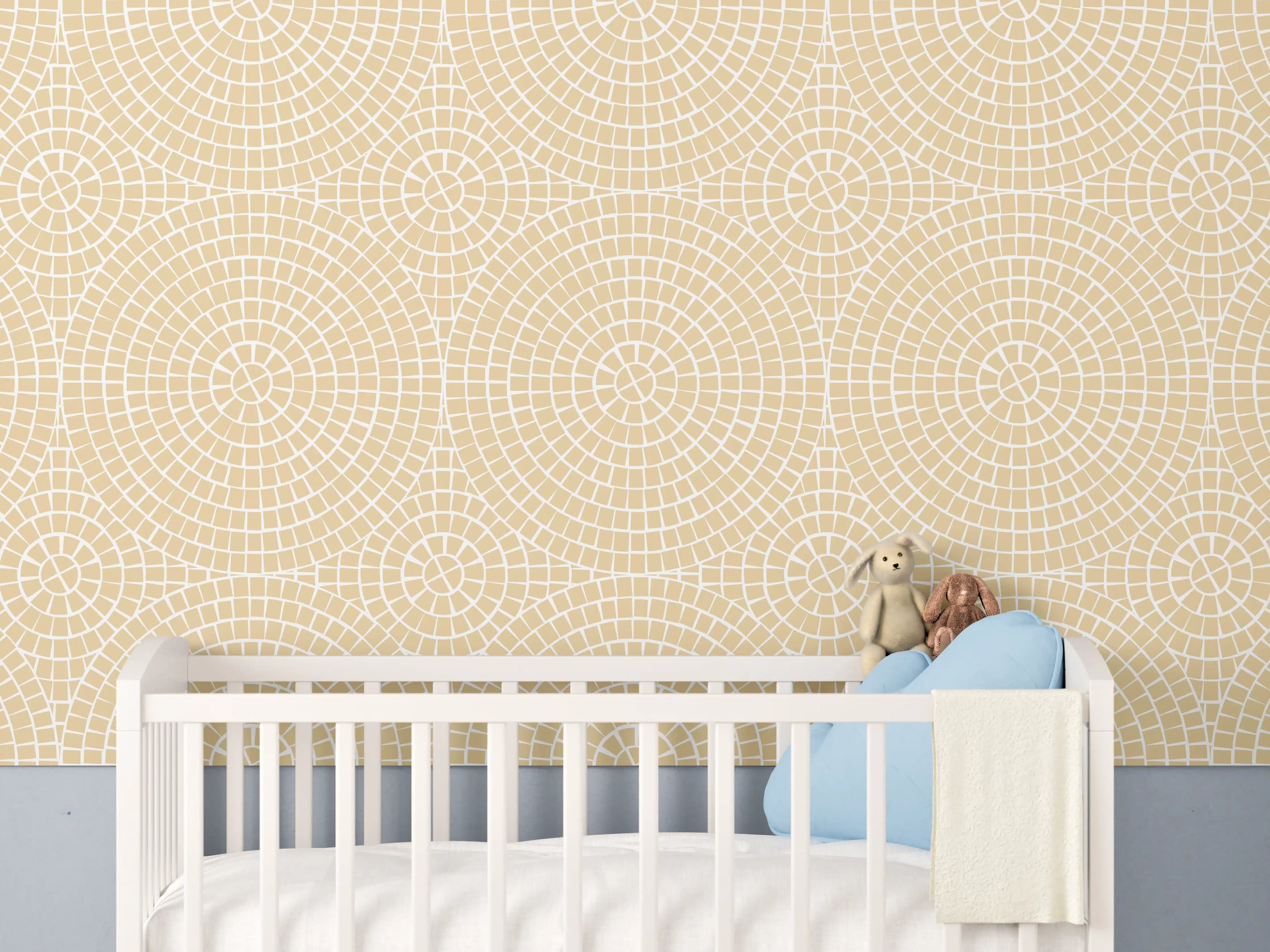 Babyzimmer Wandgestaltung - Helle Sandstein-Mosaikfliese
