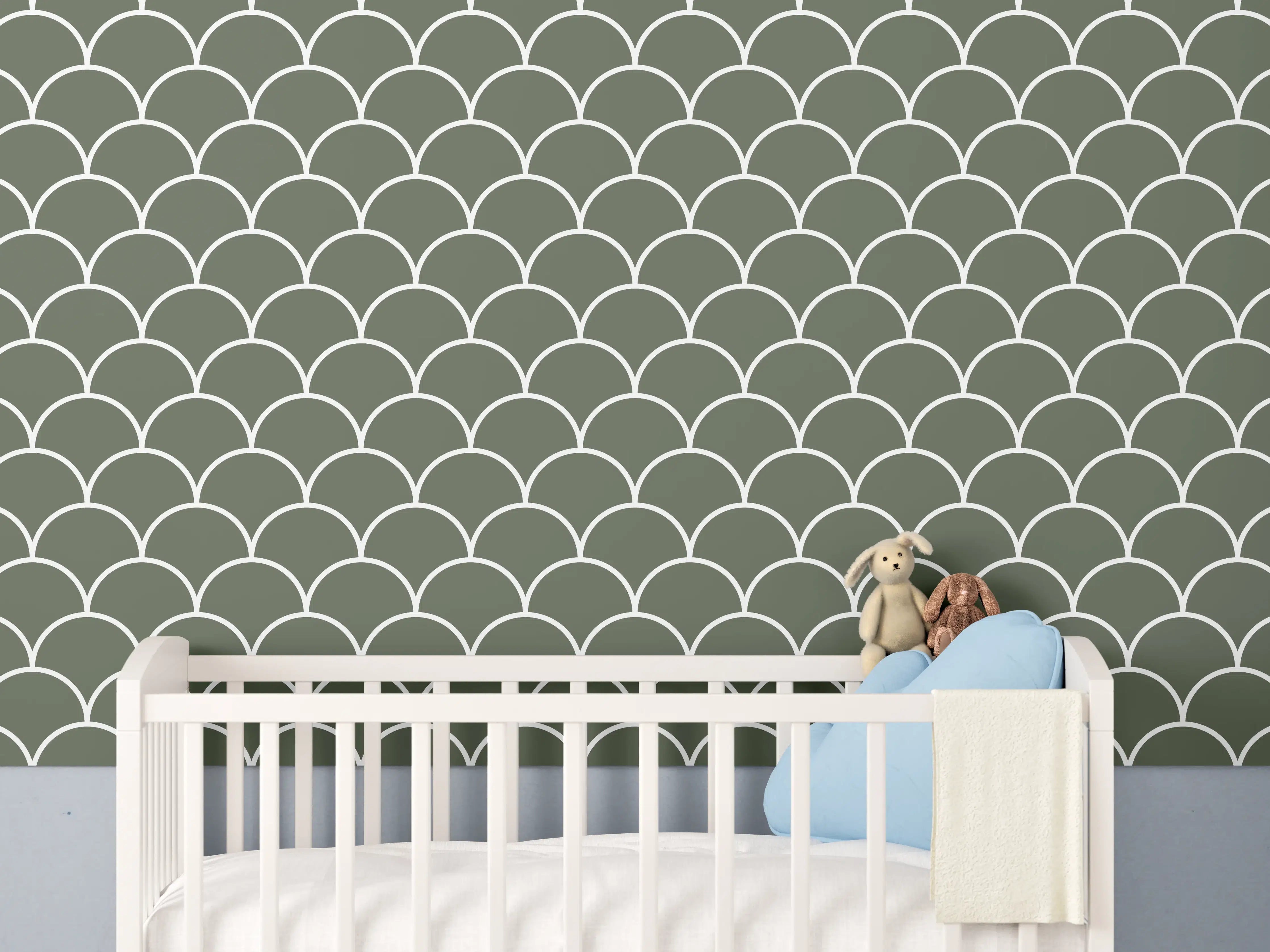 Babyzimmer Wandgestaltung - Helle Weiß-Grau-Marmoroptik mit zarten Nuancen