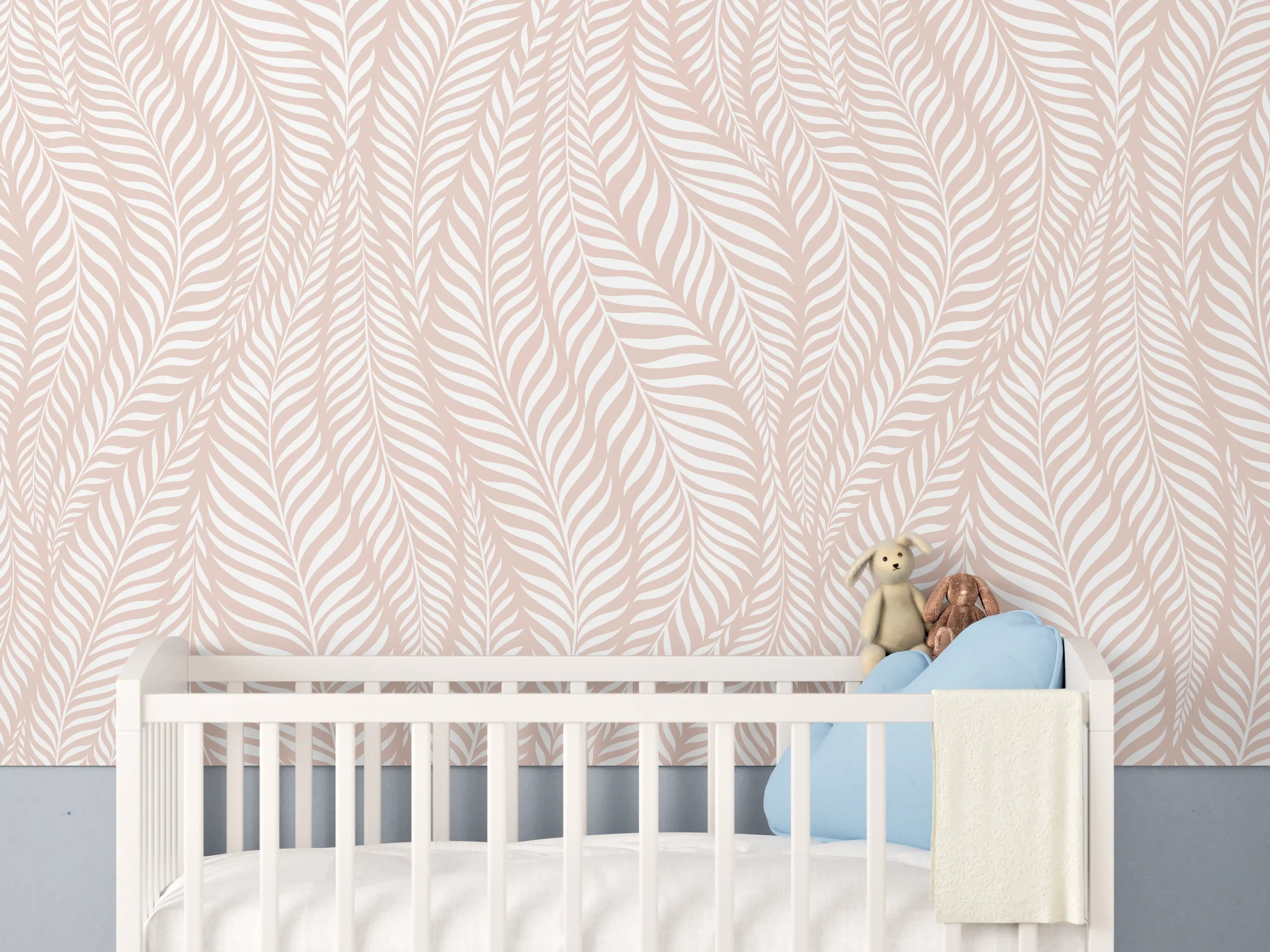 Babyzimmer Wandgestaltung - Helle Weiß-Grau-Musterwand mit zarten Graunuancen