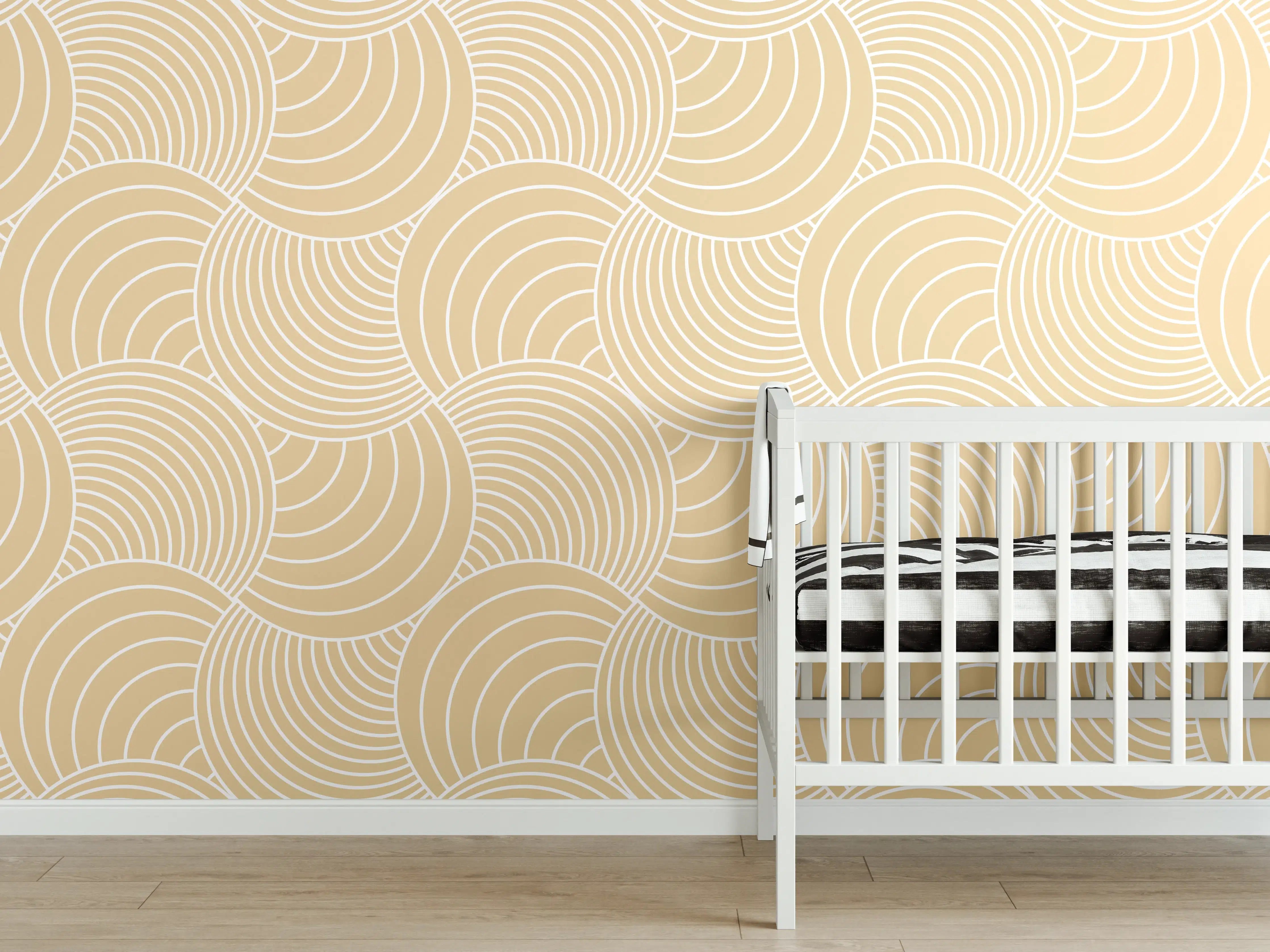 Babyzimmer Wandgestaltung - Helle Wellen in Sandfarbe