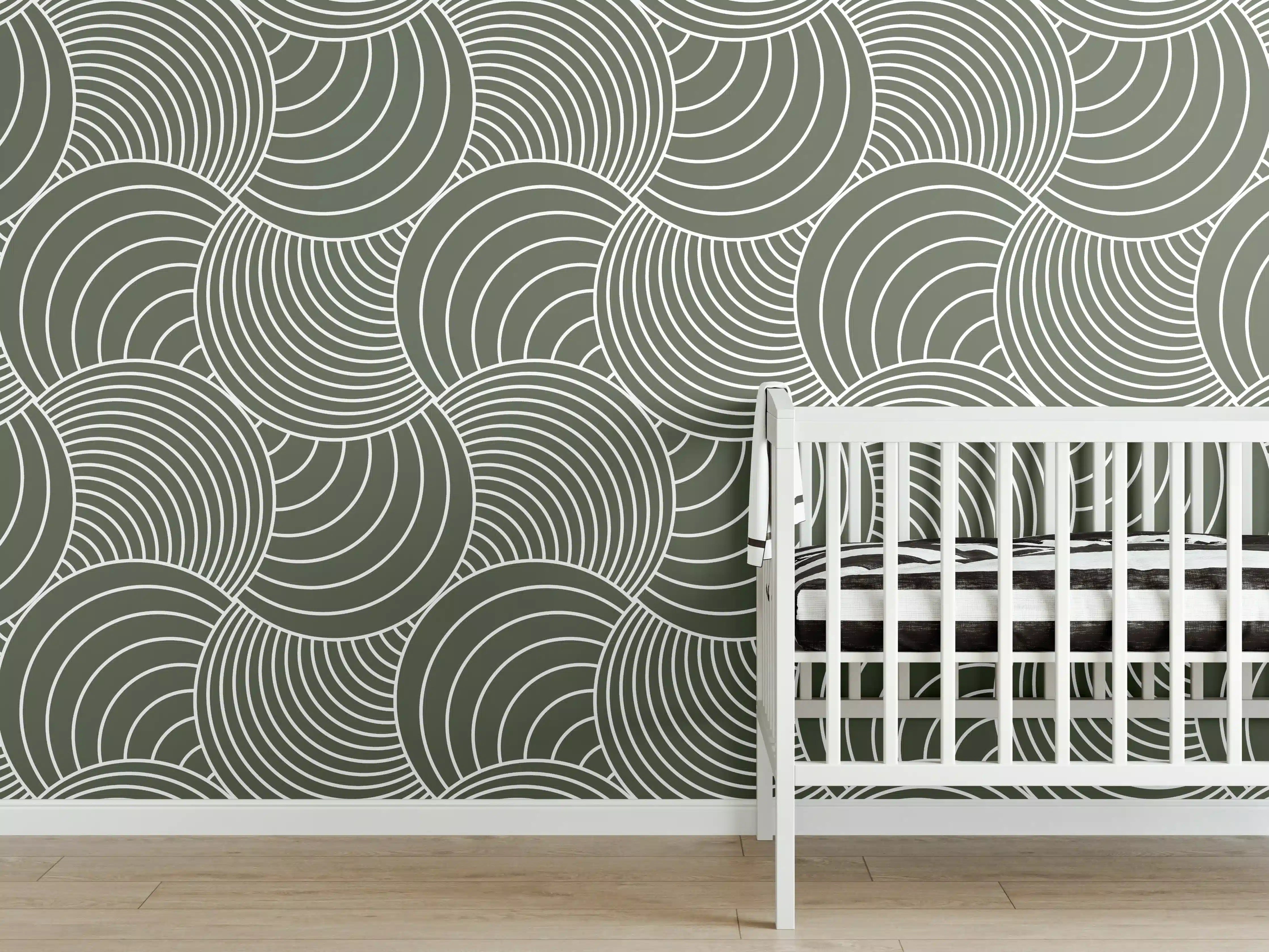 Babyzimmer Wandgestaltung - Helle Wellenmuster mit zarten Grautönen