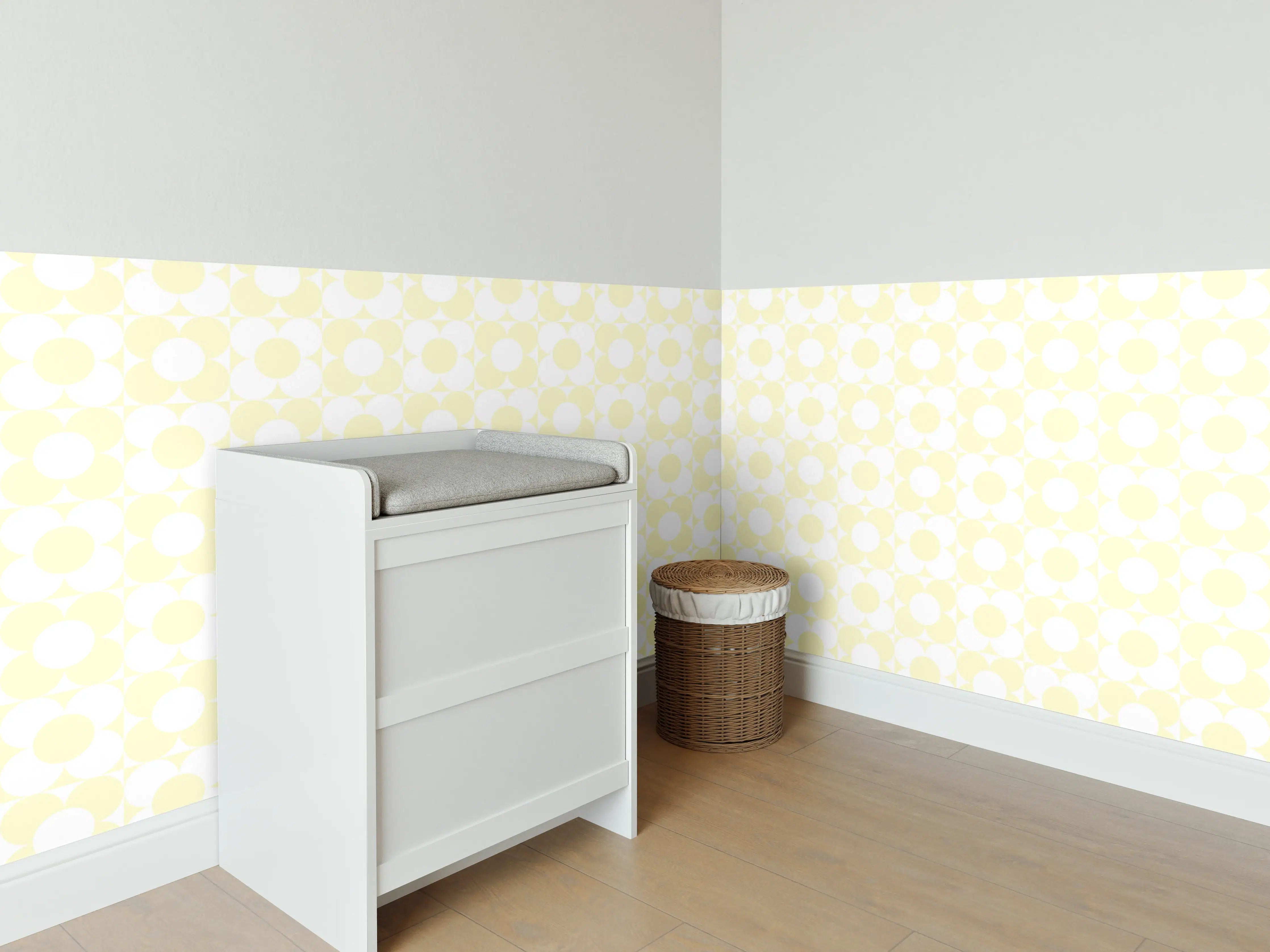 Babyzimmer Wandgestaltung - Helle Zitronen-Gelb-Wand