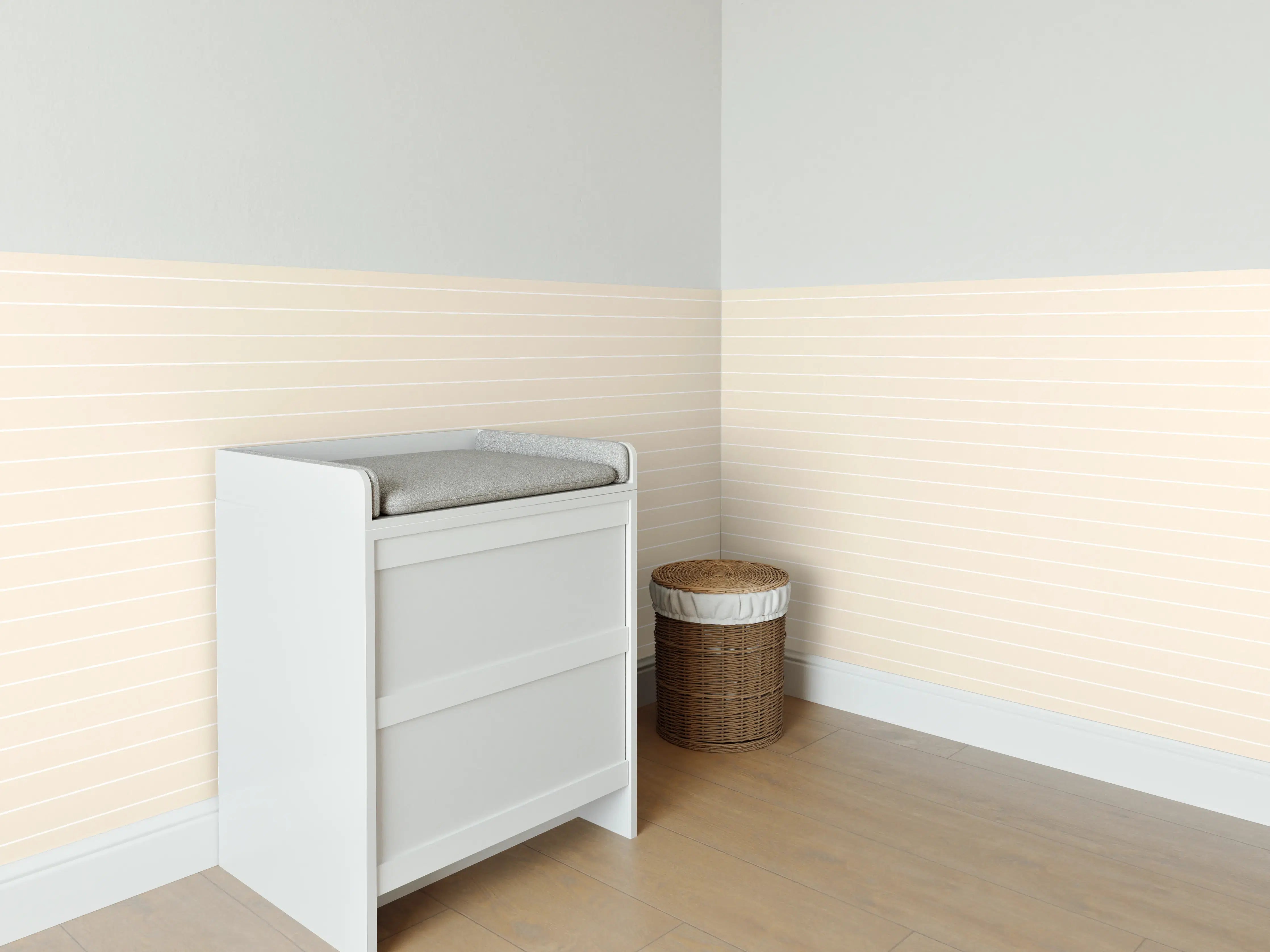 Babyzimmer Wandgestaltung - Helle-cremige Wand mit geometrischem Muster