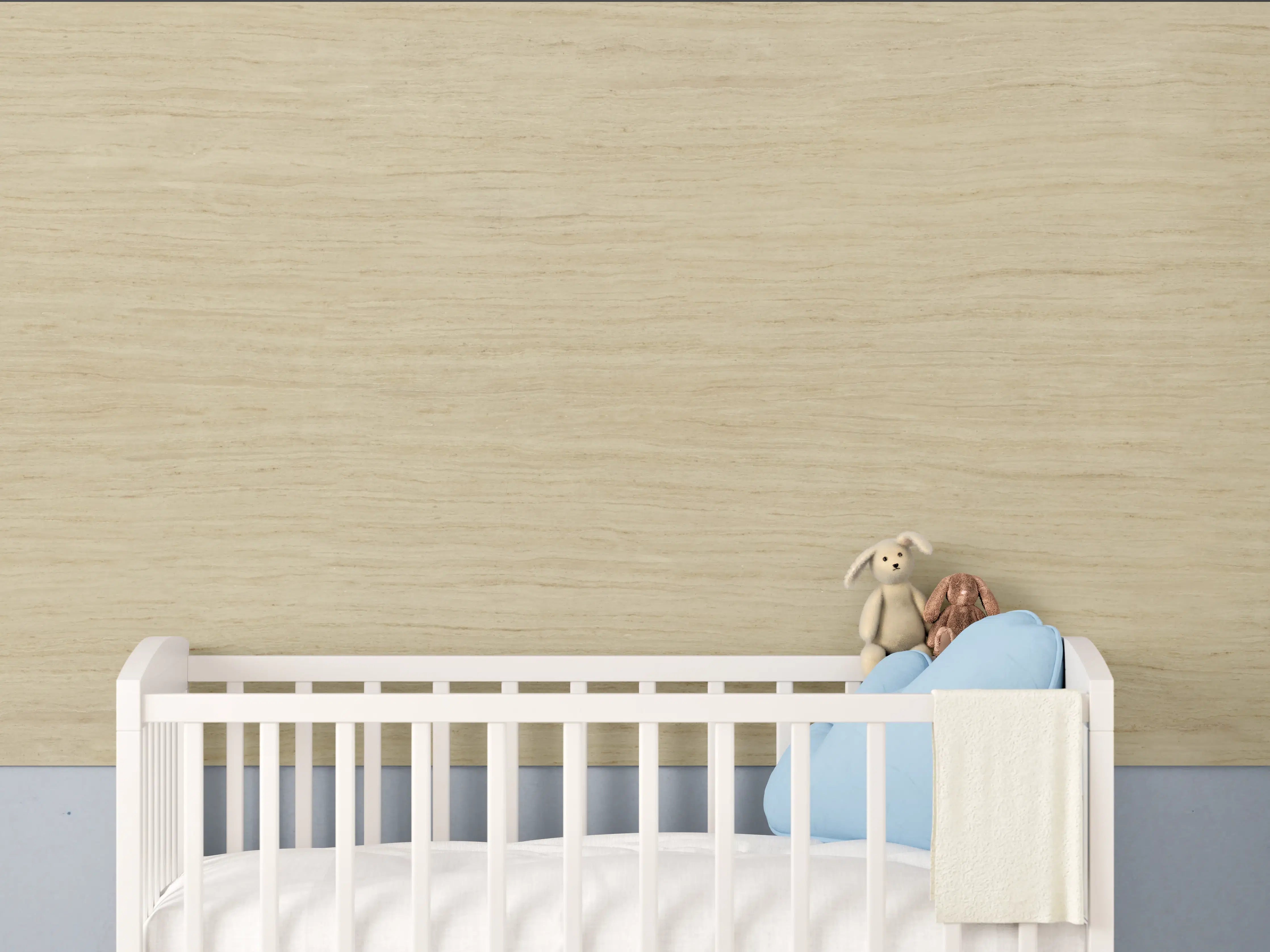 Babyzimmer Wandgestaltung - Helle feine Holzoptik