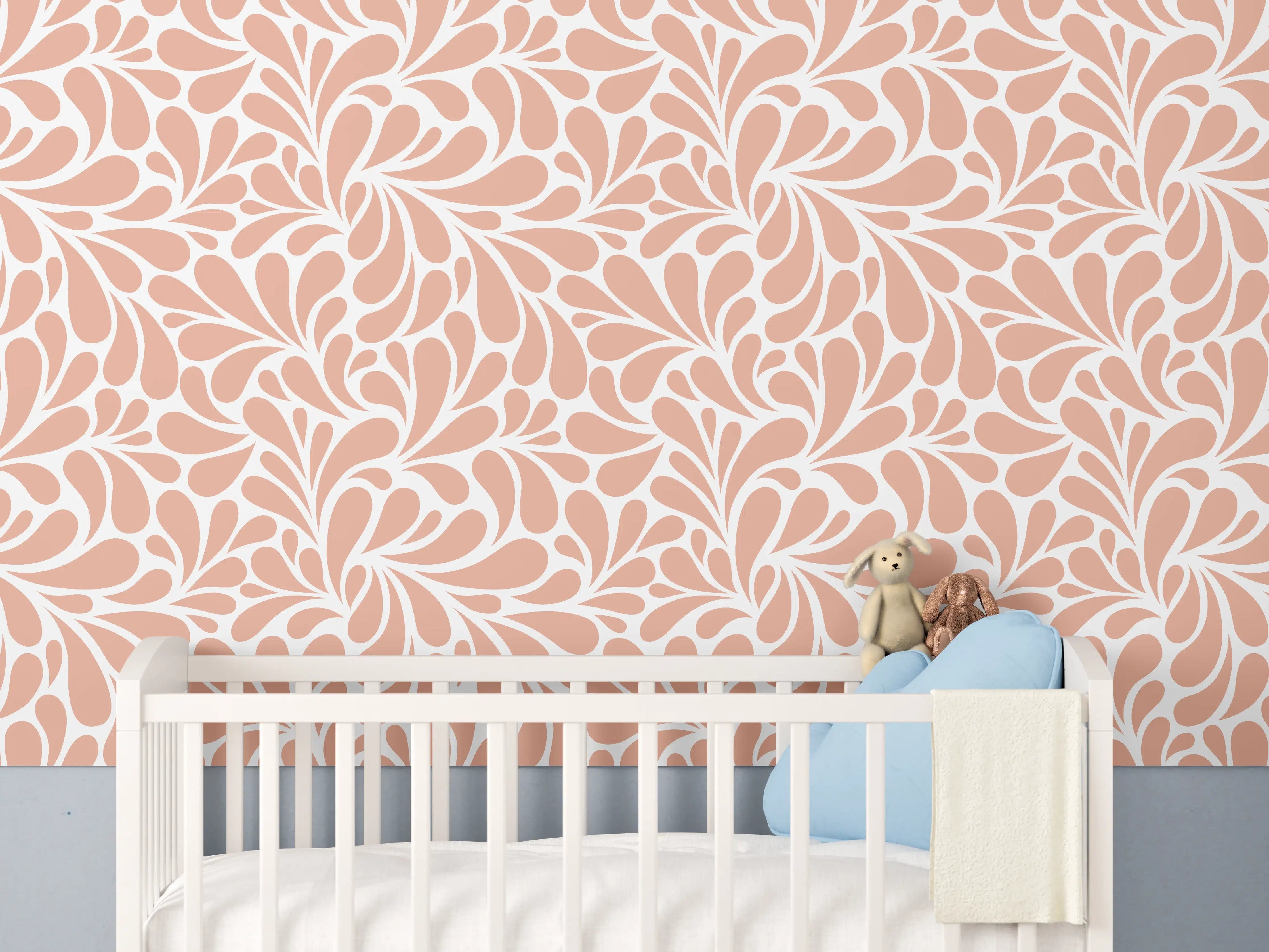 Babyzimmer Wandgestaltung - Heller Grauweiß-Ton mit feinen Musterdetails