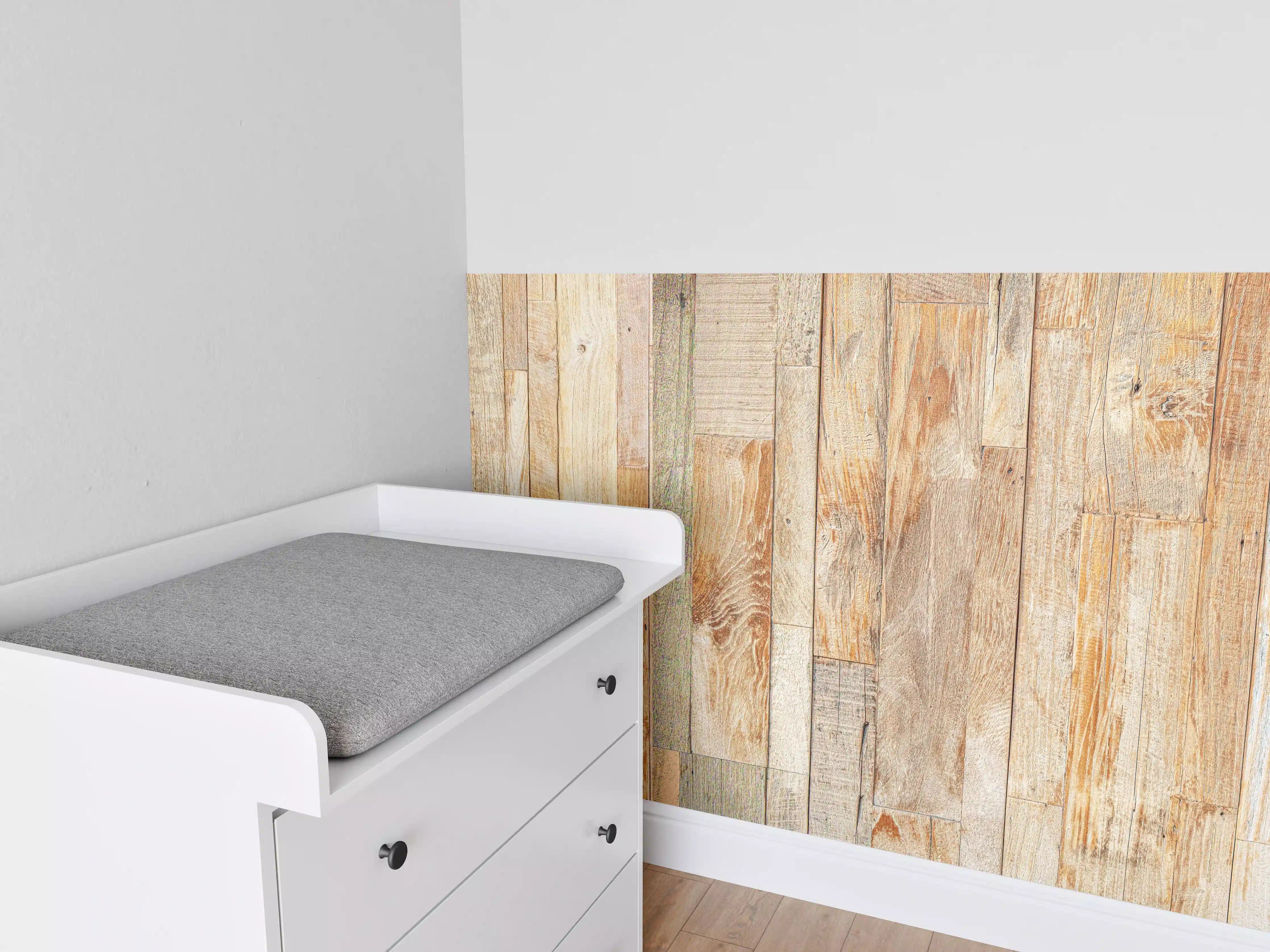 Babyzimmer Wandgestaltung - Heller Holzhintergrund