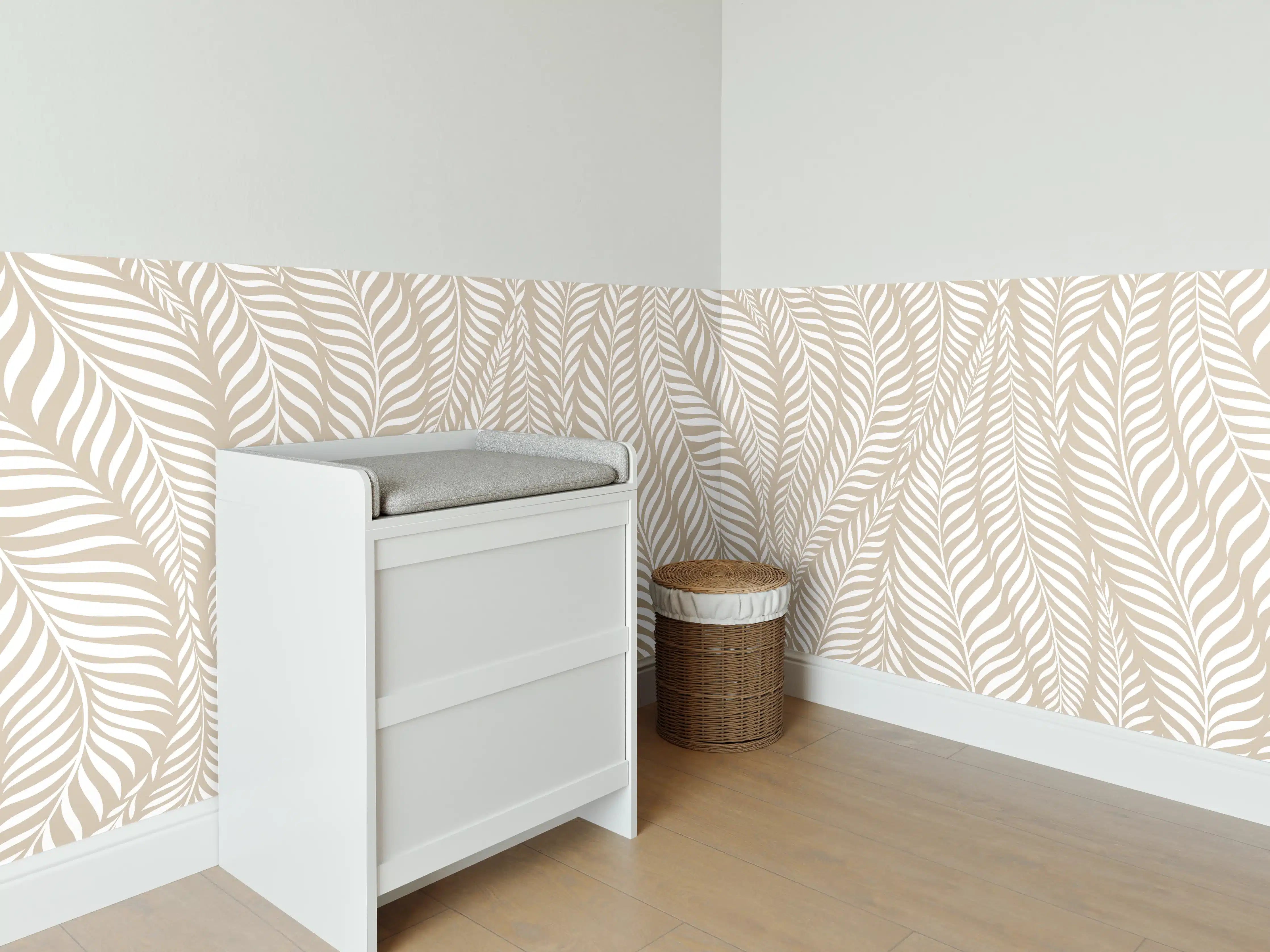 Babyzimmer Wandgestaltung - Heller Naturstein mit eleganten Grau-Akzenten