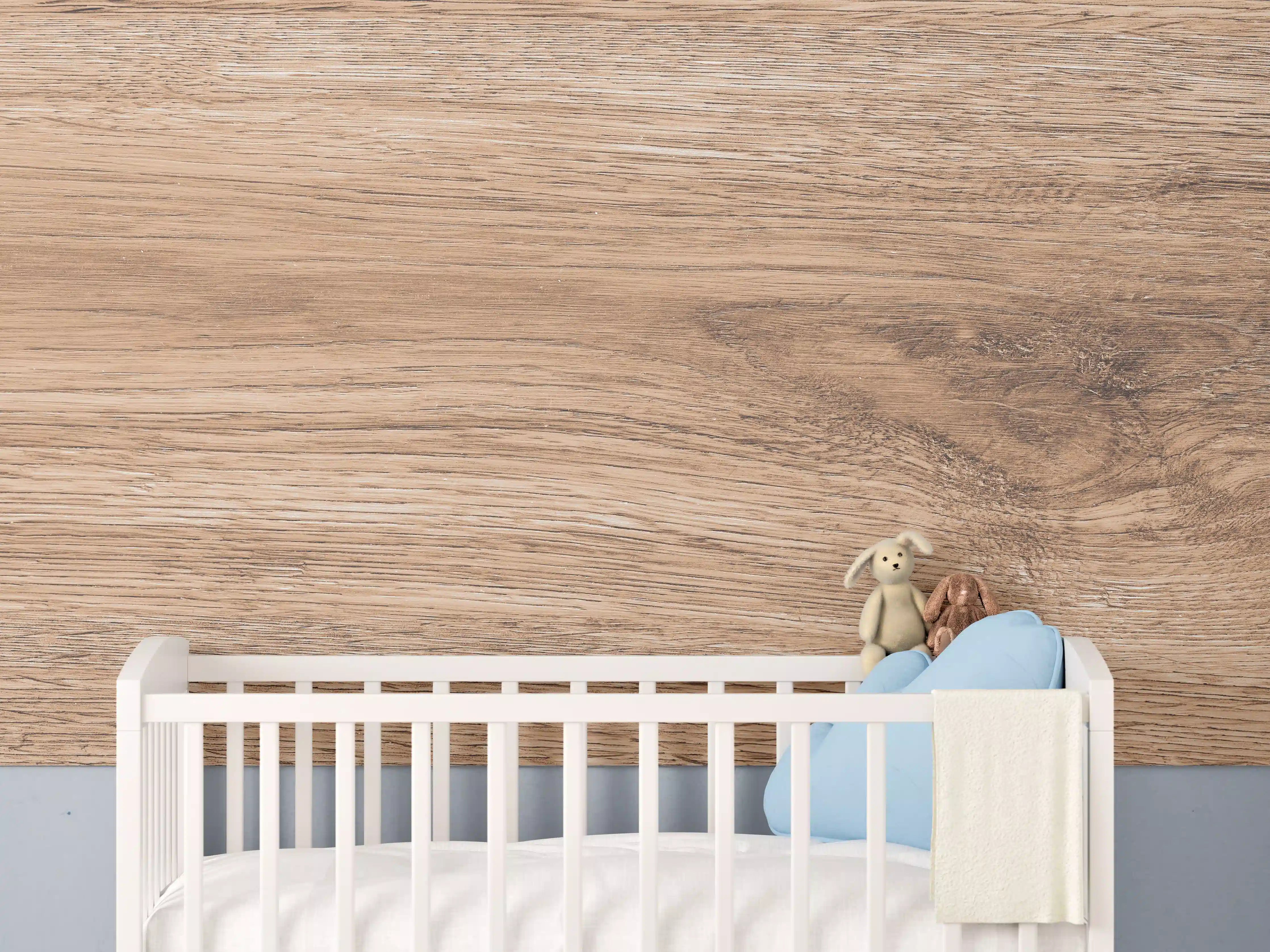 Babyzimmer Wandgestaltung - Heller natürlicher Holzhintergrund