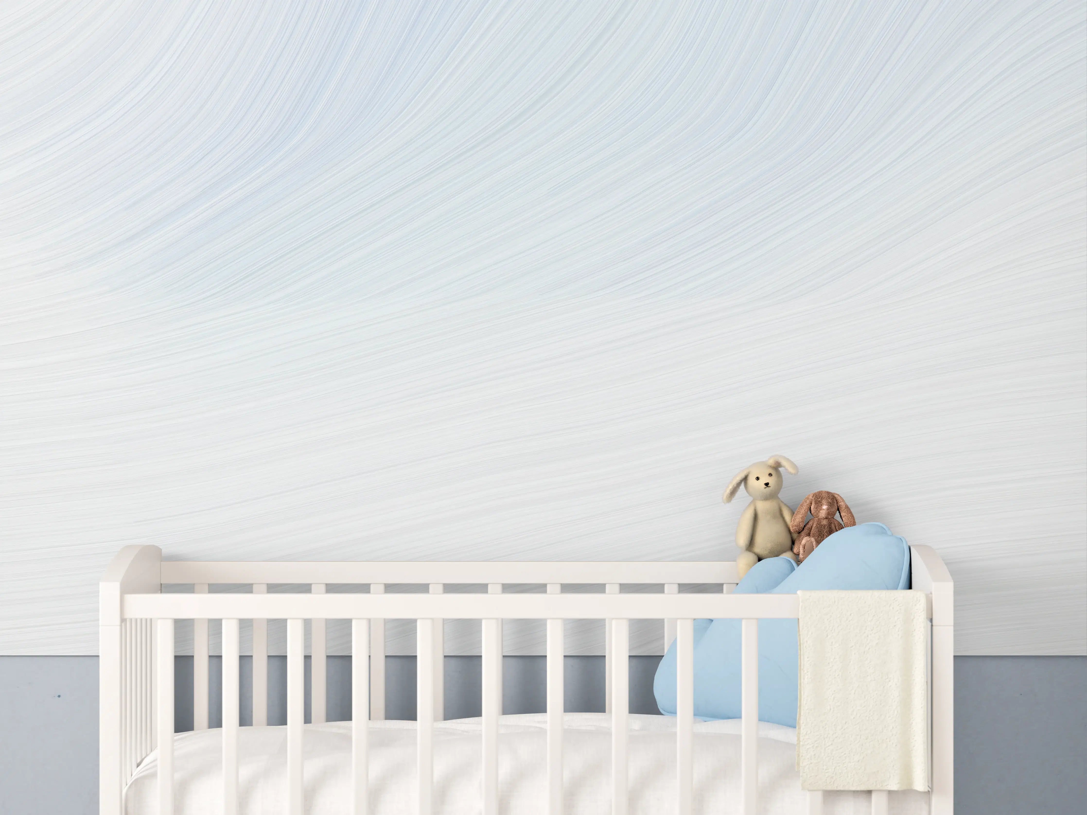Babyzimmer Wandgestaltung - Heller weißer Hintergrund mit dezenten Linien