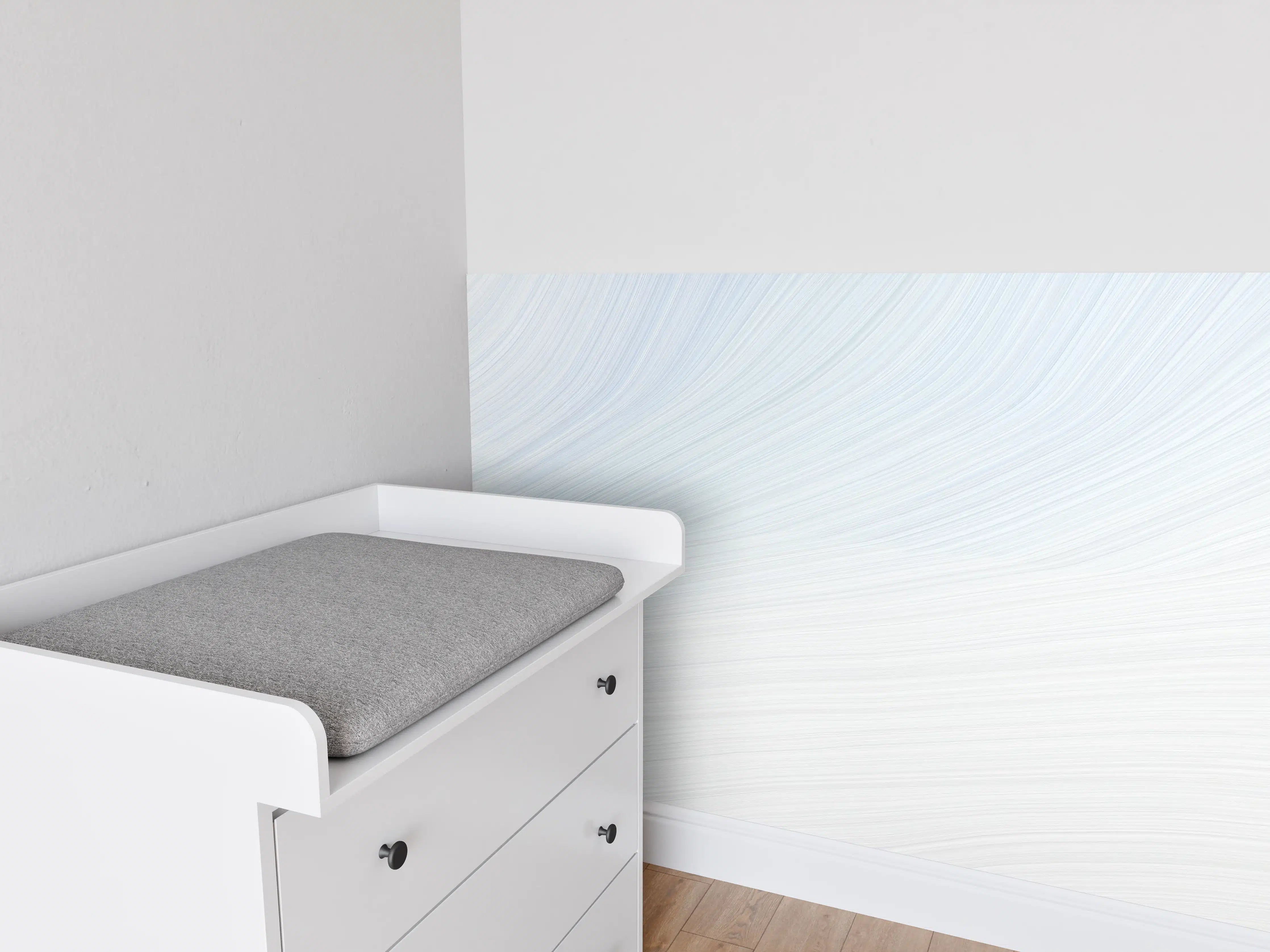 Babyzimmer Wandgestaltung - Heller weißer Hintergrund mit dezenten Linien