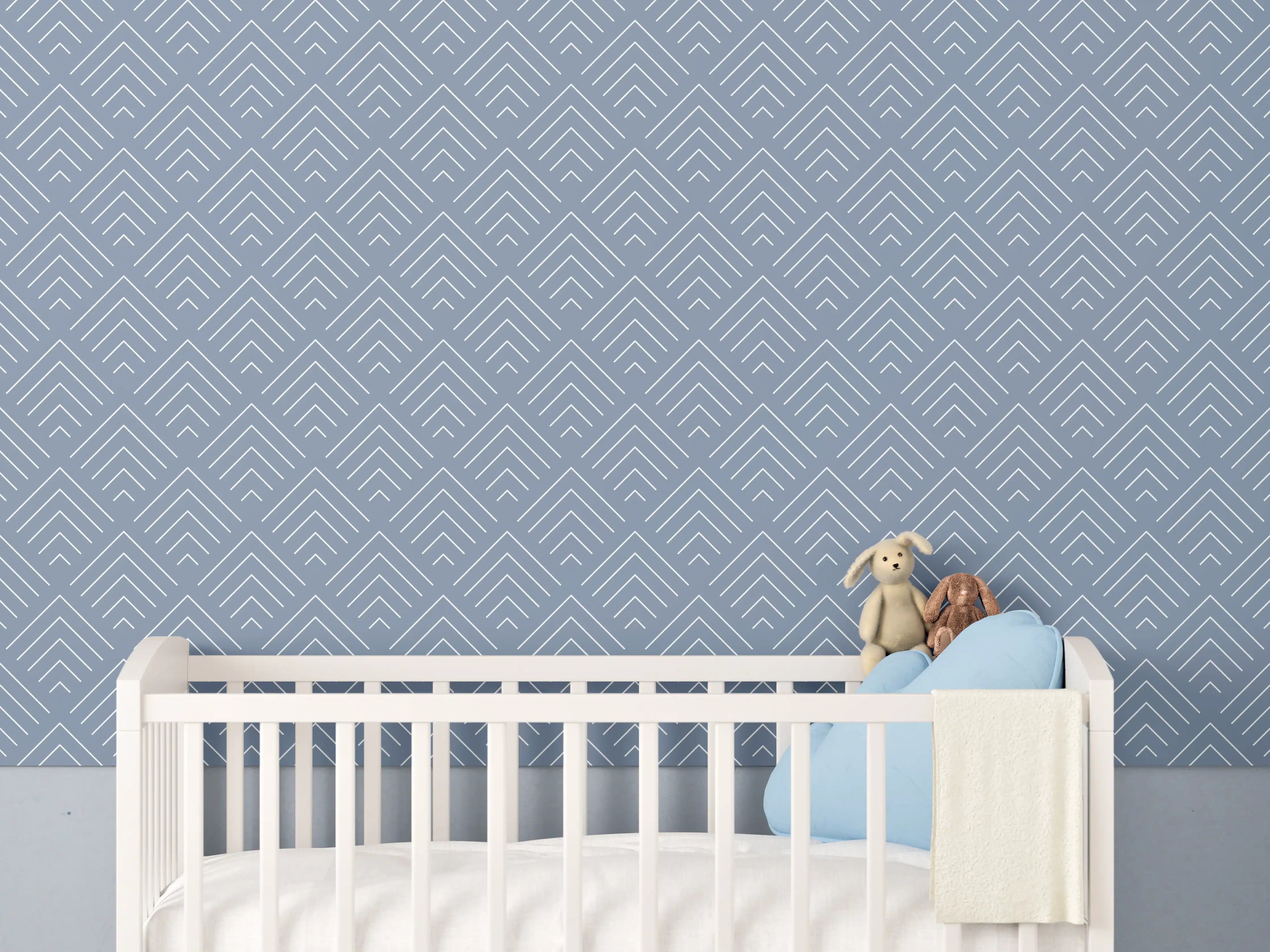 Babyzimmer Wandgestaltung - Heller, blauer Wandbelag