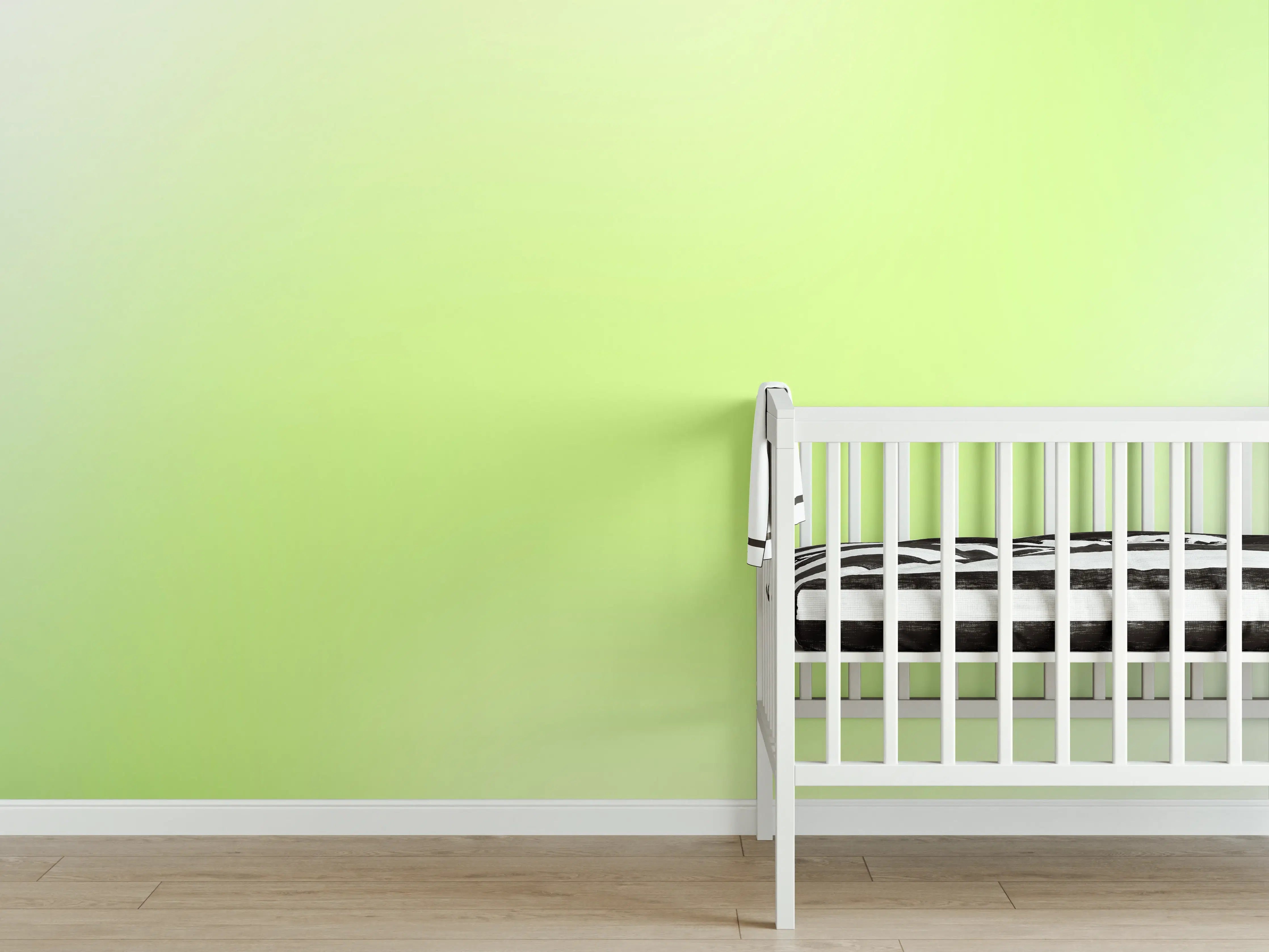 Babyzimmer Wandgestaltung - Helles Bild in Grün- und Gelbtönen
