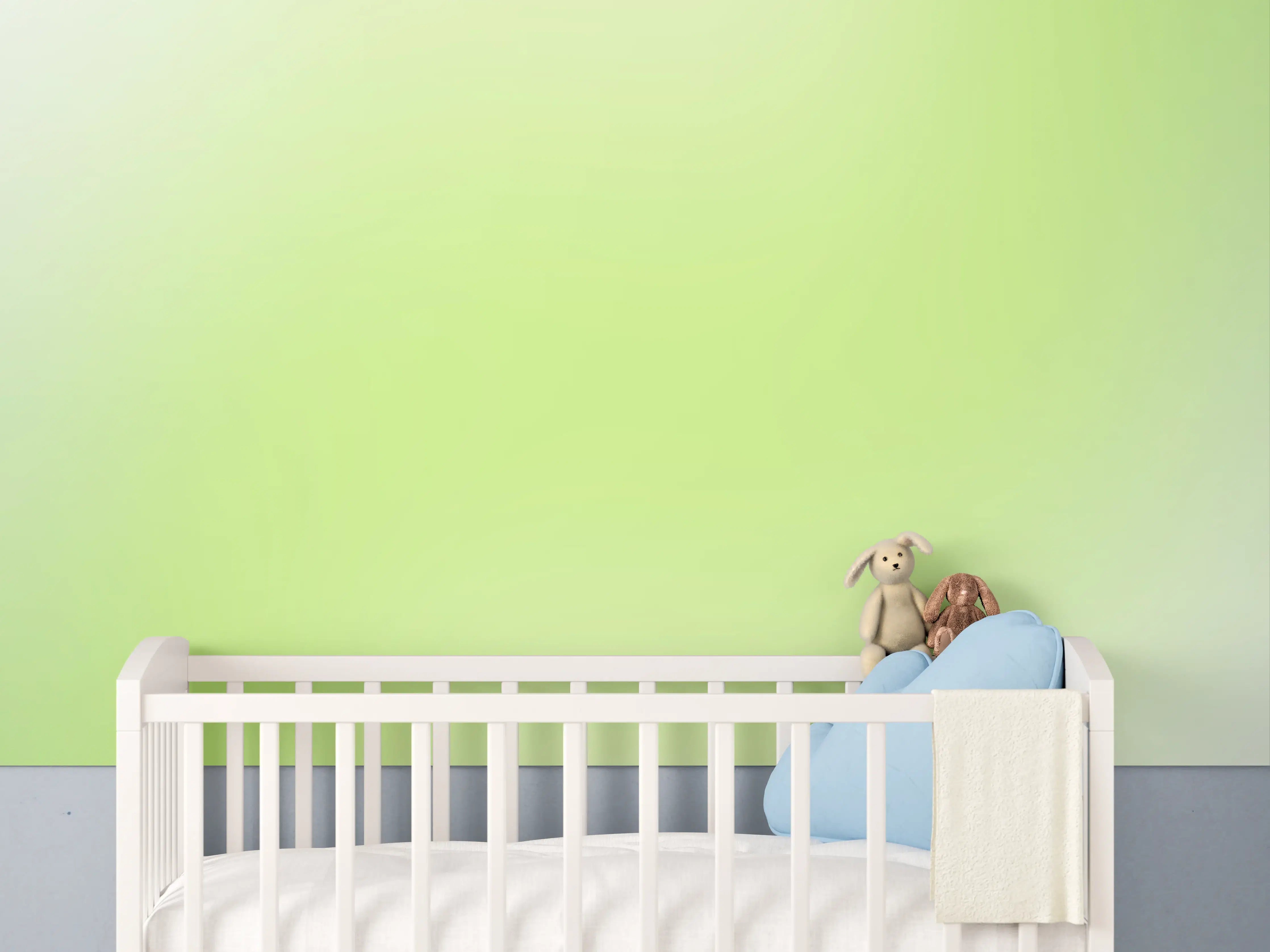 Babyzimmer Wandgestaltung - Helles Bild in Grün- und Gelbtönen
