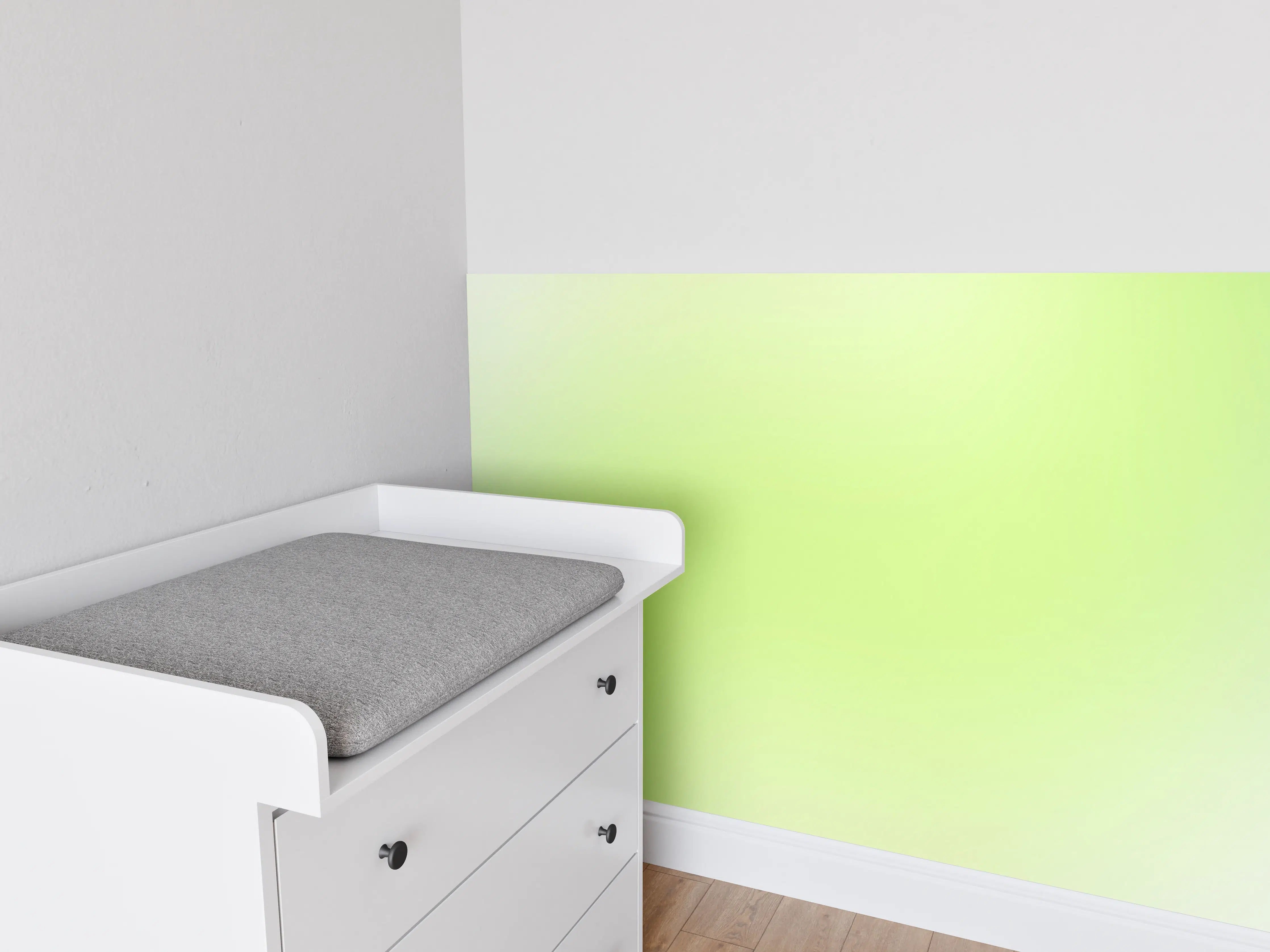 Babyzimmer Wandgestaltung - Helles Bild in Grün- und Gelbtönen
