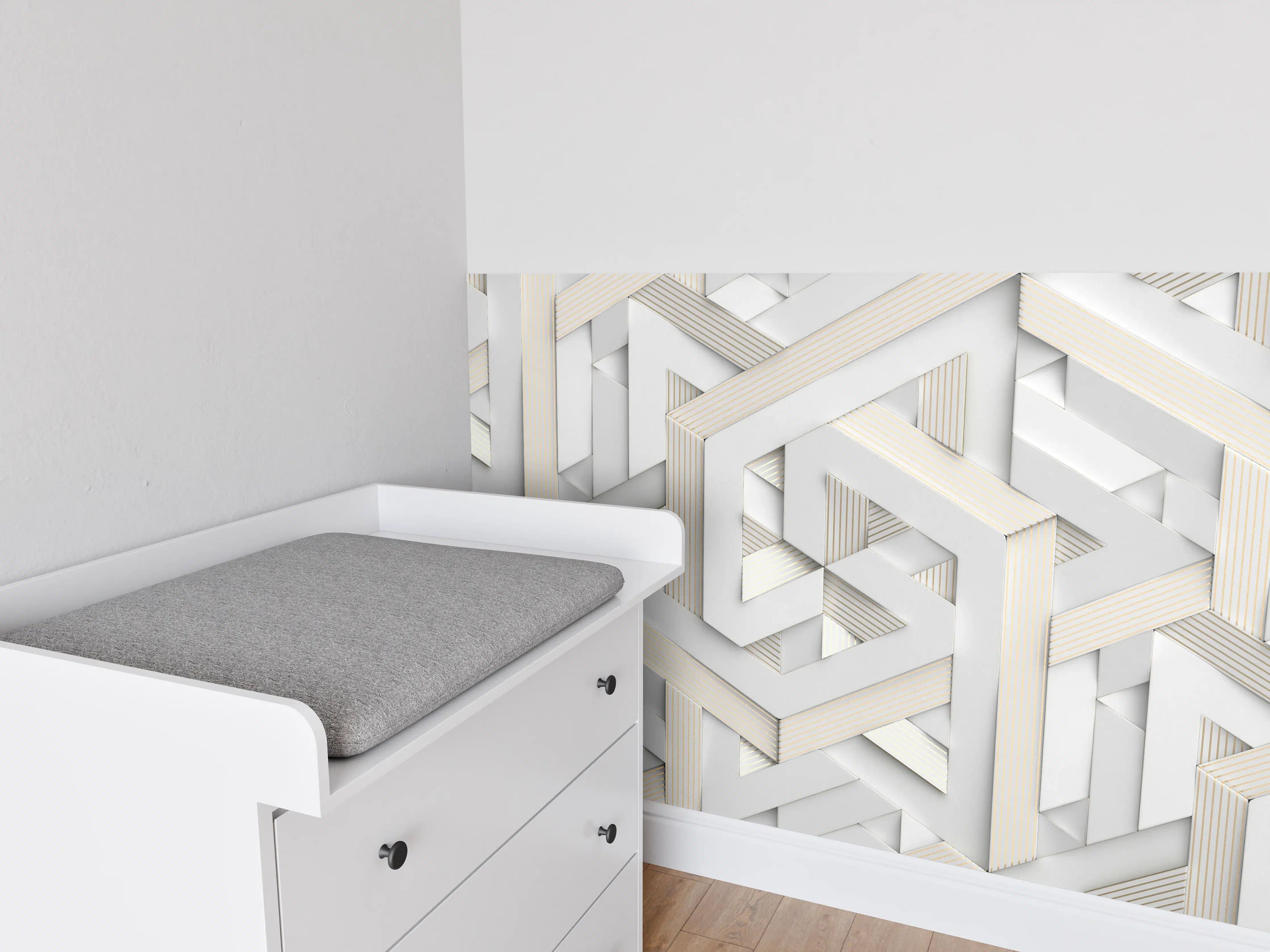 Babyzimmer Wandgestaltung - Helles Mosaik Muster - 3D