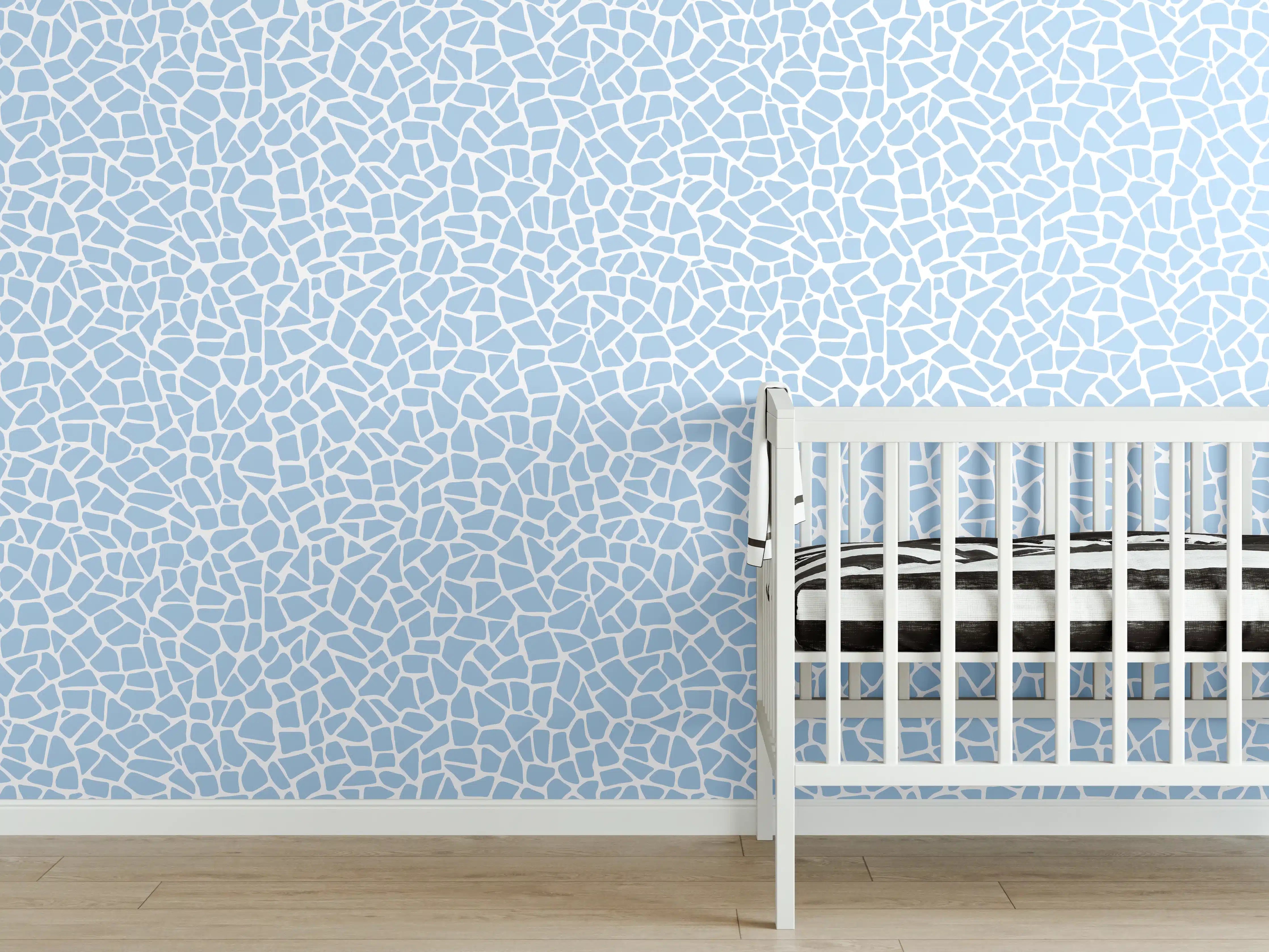 Babyzimmer Wandgestaltung - Helles Mosaikmuster in Blau und Weiß