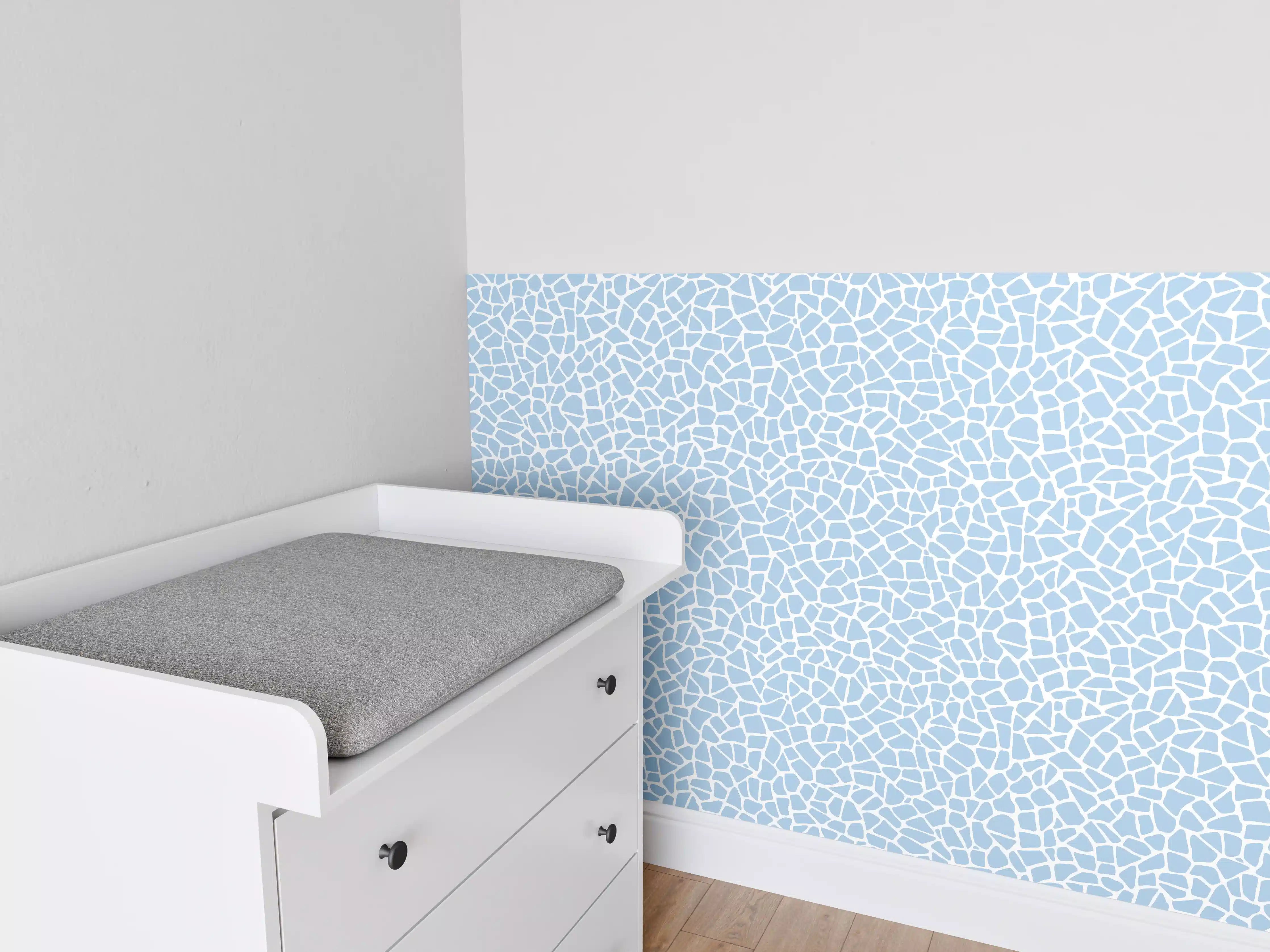 Babyzimmer Wandgestaltung - Helles Mosaikmuster in Blau und Weiß
