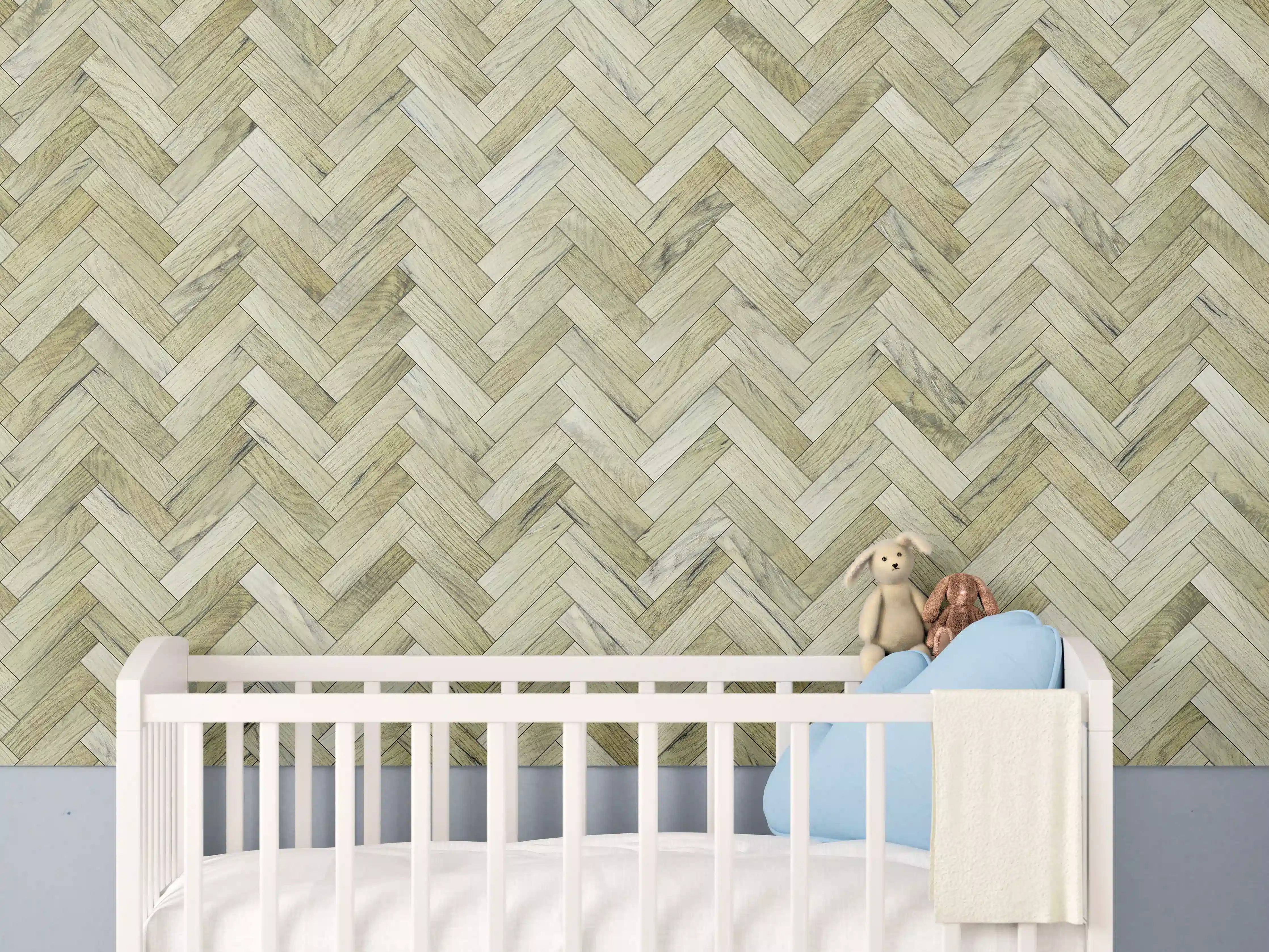 Babyzimmer Wandgestaltung - Helles Rechtecks Holzmuster