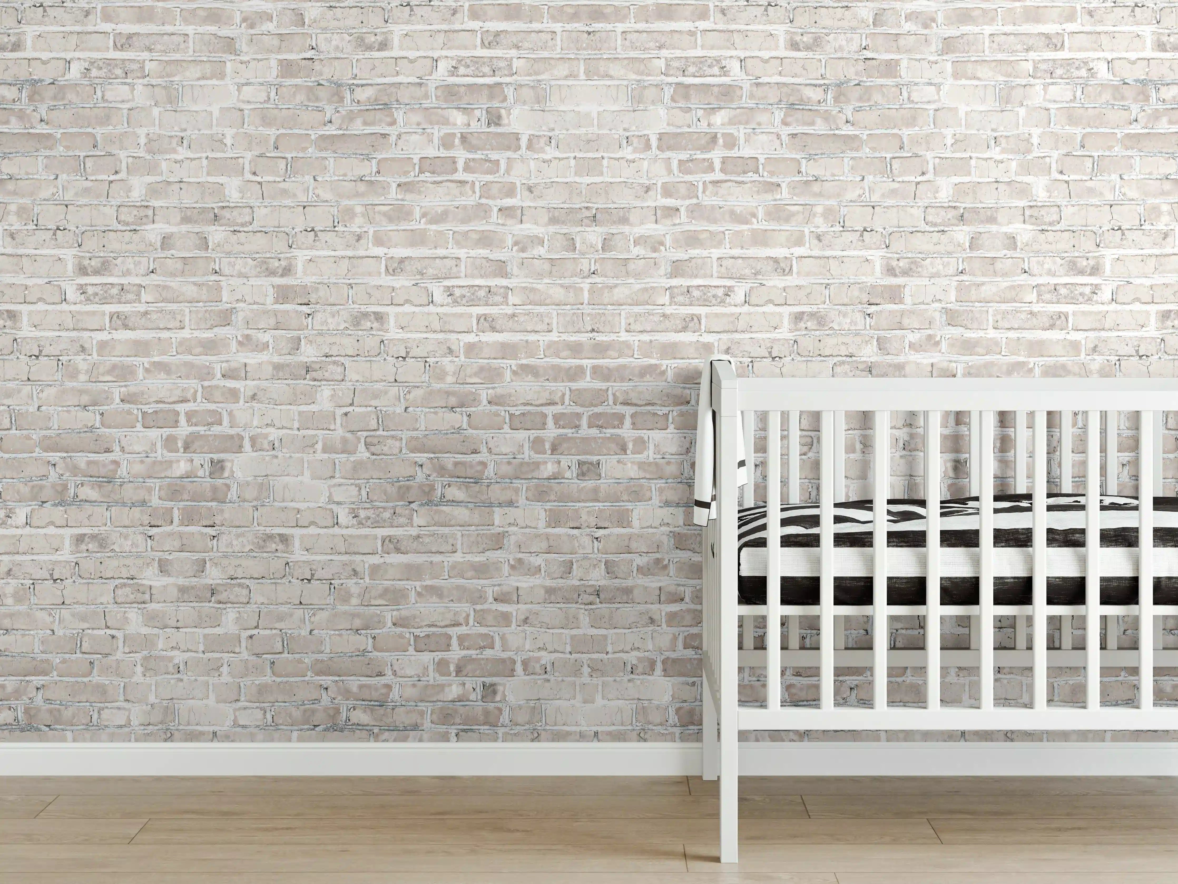 Babyzimmer Wandgestaltung - Helles Ziegelmauer-Finish