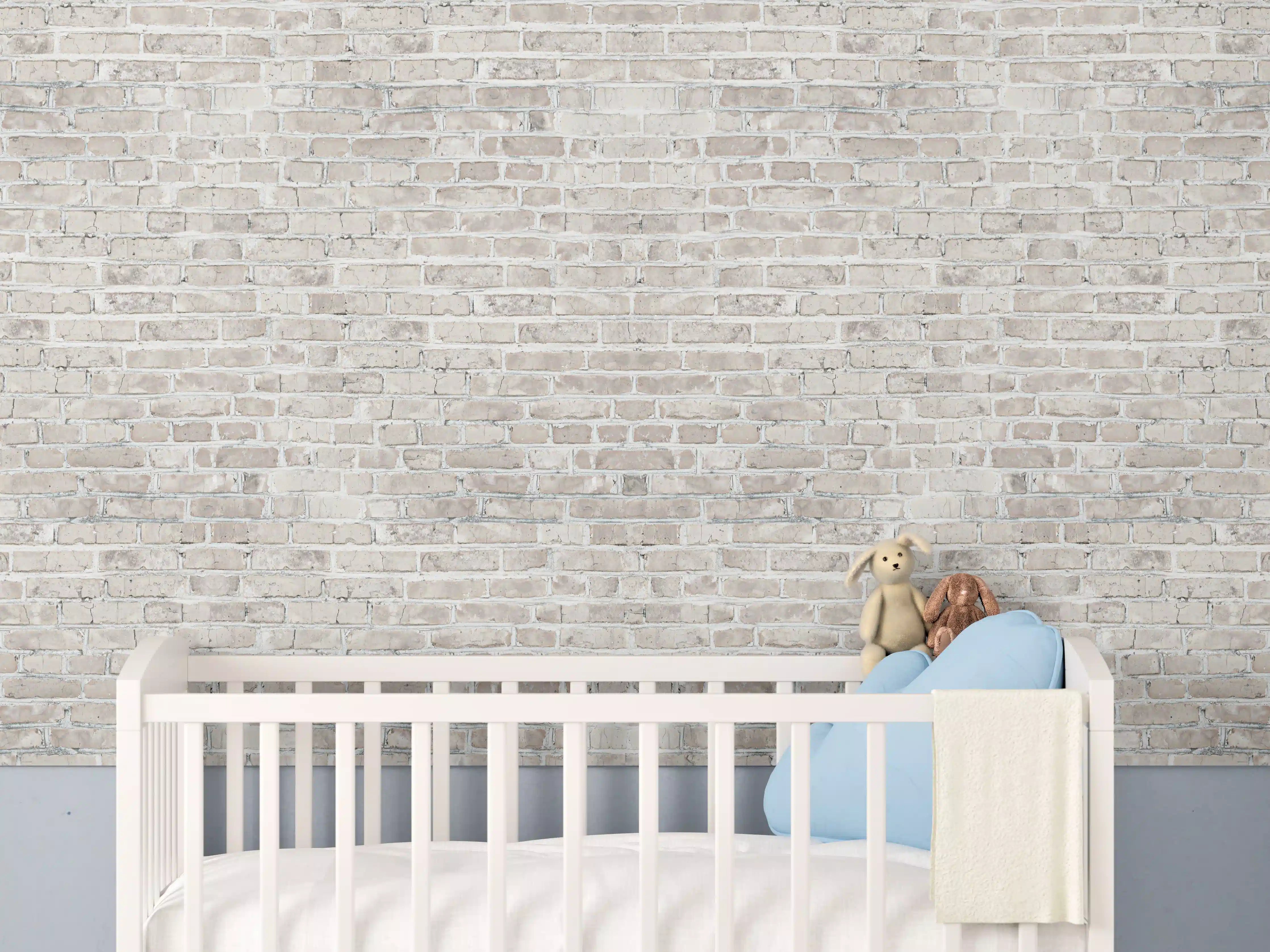 Babyzimmer Wandgestaltung - Helles Ziegelmauer-Finish