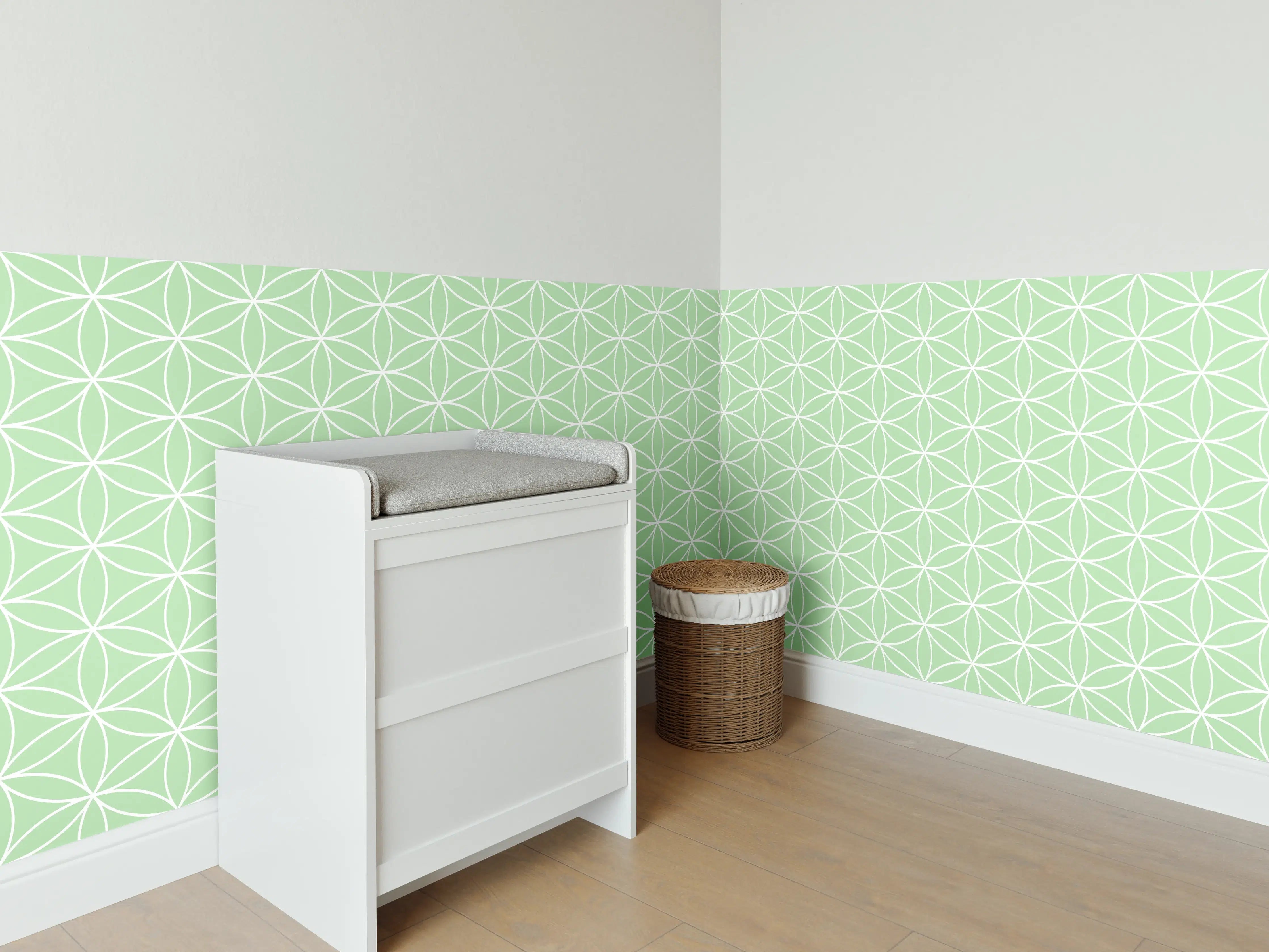 Babyzimmer Wandgestaltung - Helles grünes geometrisches Muster