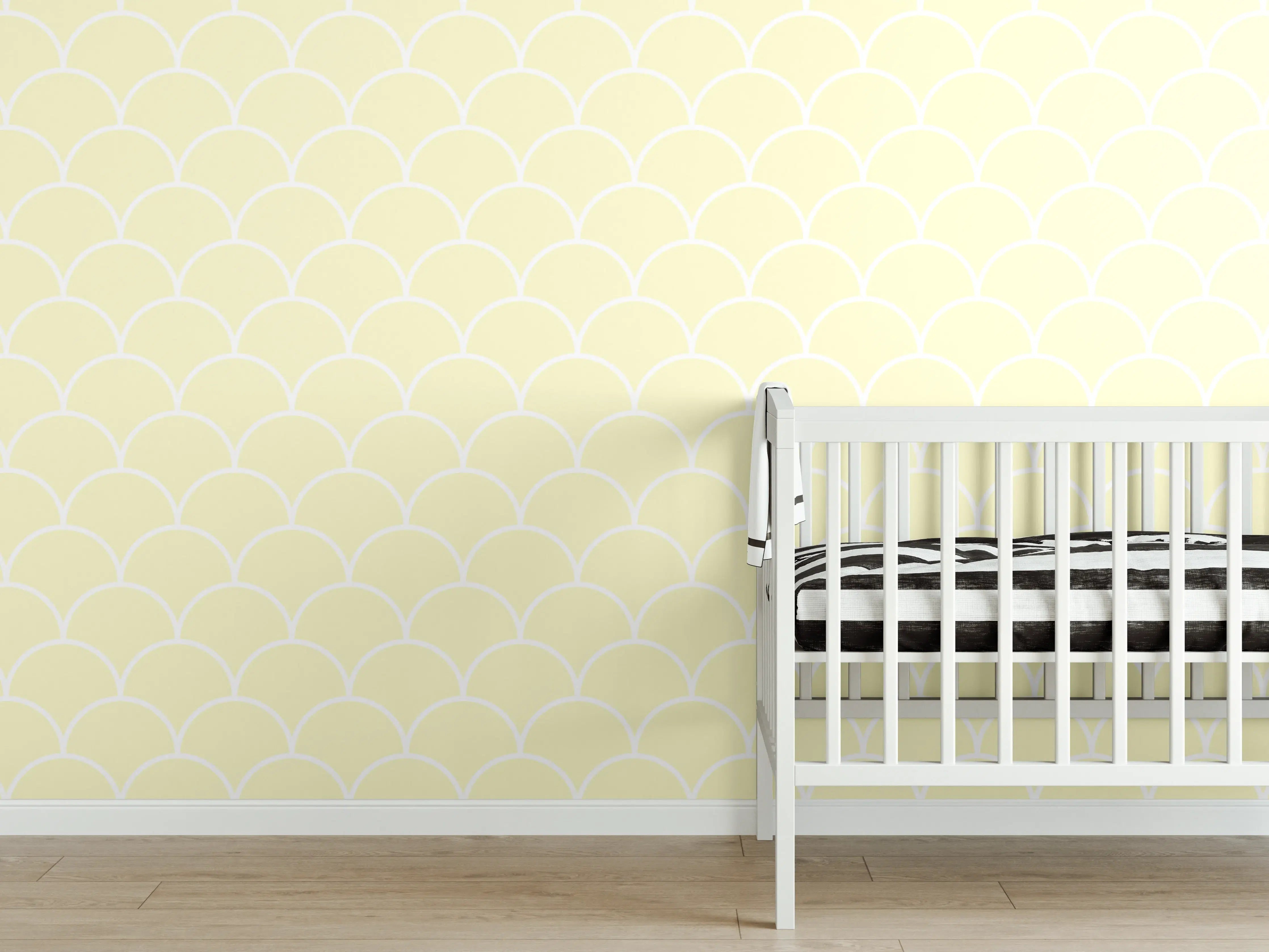 Babyzimmer Wandgestaltung - Hellgelbe Musterfliese
