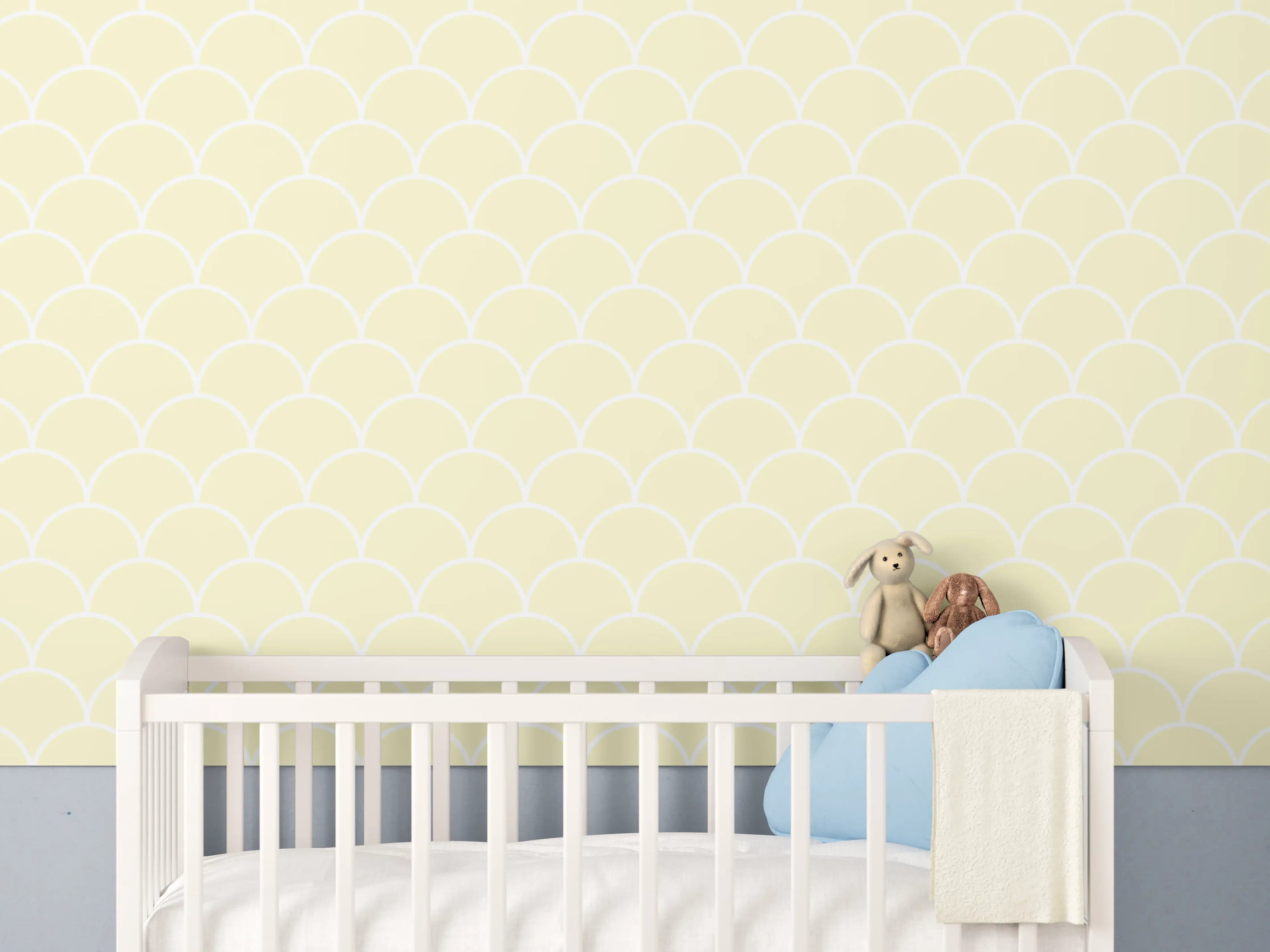 Babyzimmer Wandgestaltung - Hellgelbe Musterfliese