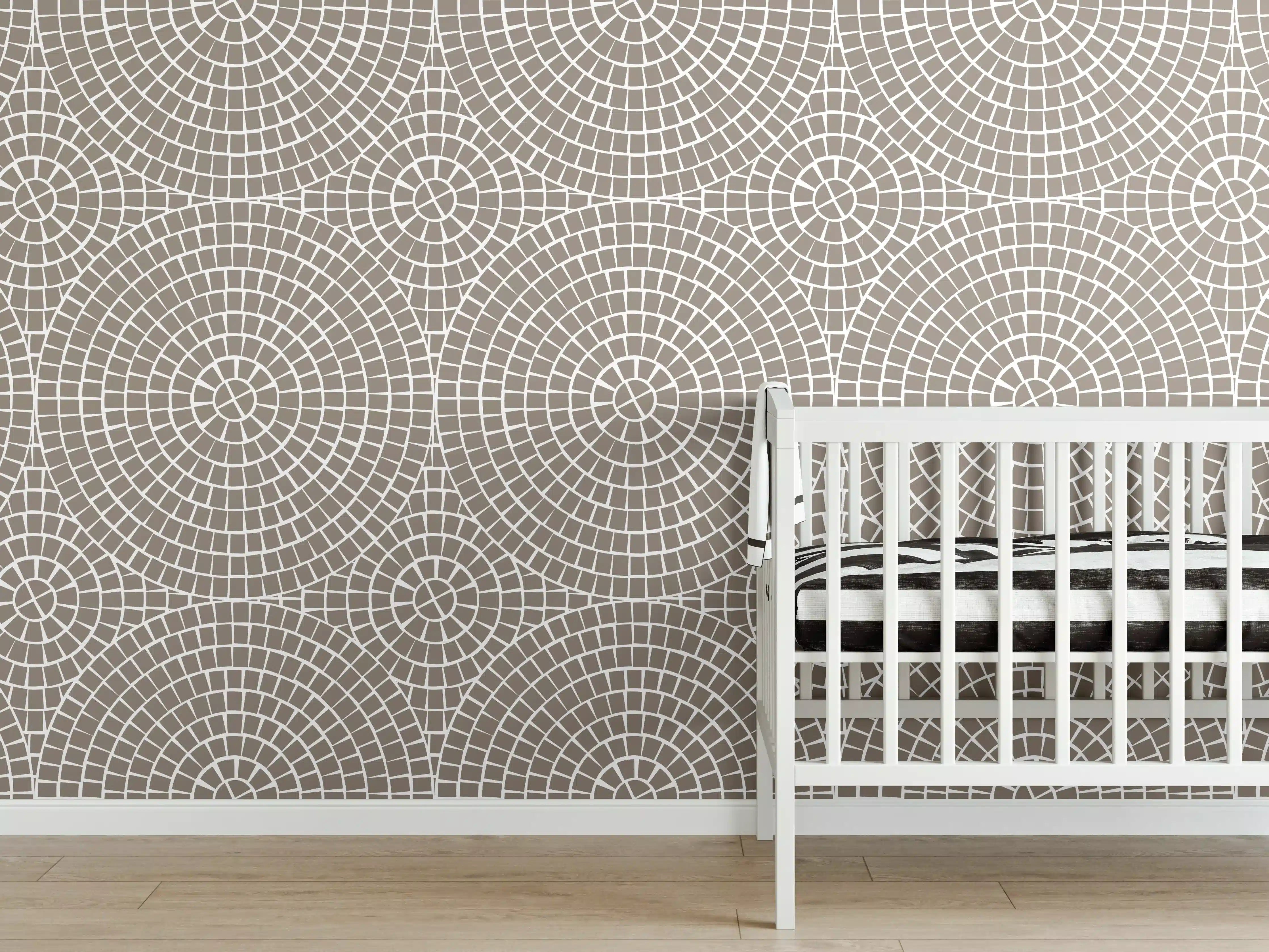 Babyzimmer Wandgestaltung - Hellgraues Mosaik mit eleganter Optik