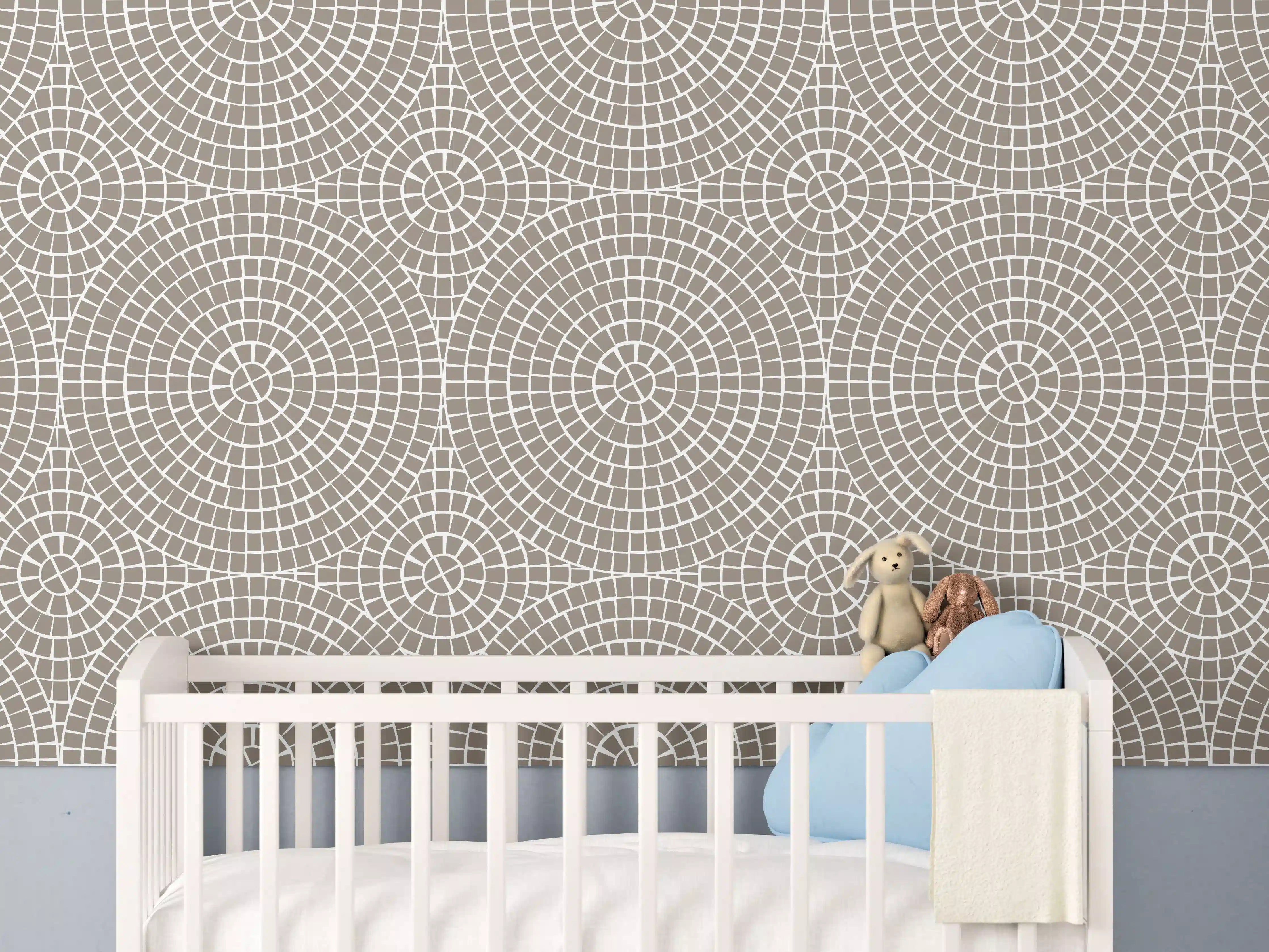 Babyzimmer Wandgestaltung - Hellgraues Mosaik mit eleganter Optik