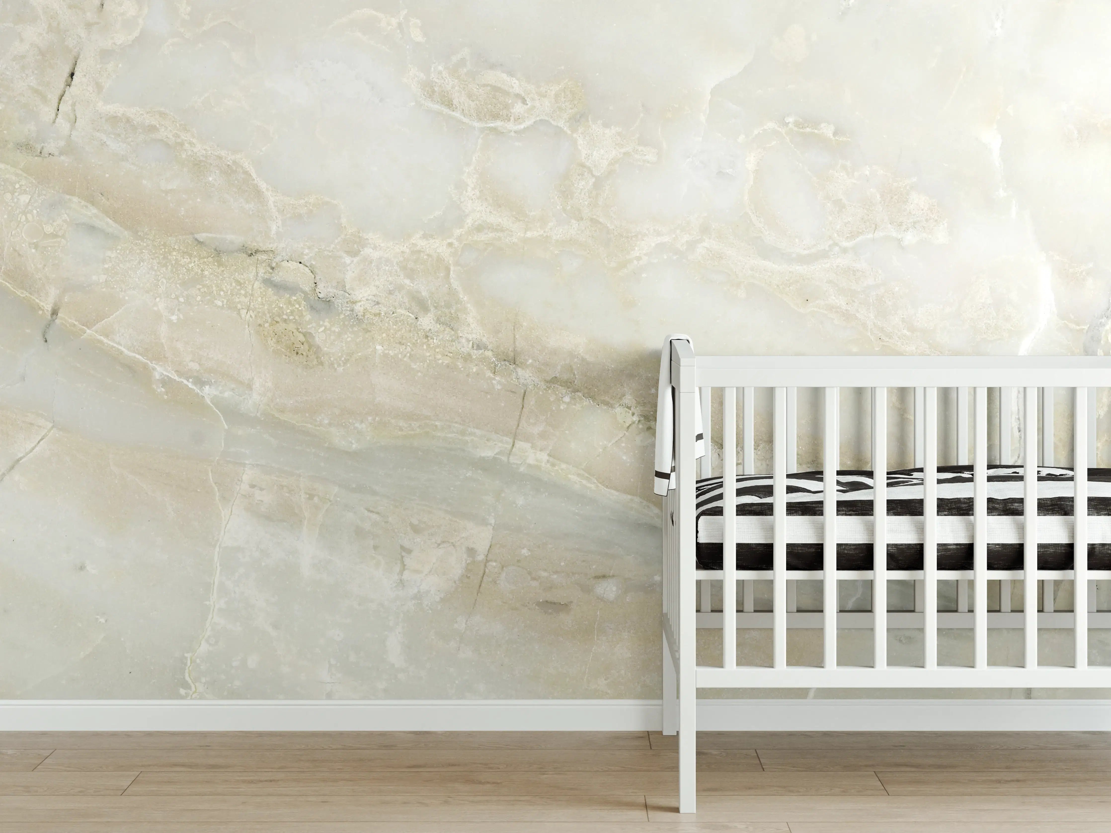 Babyzimmer Wandgestaltung - Hellweißer Marmor