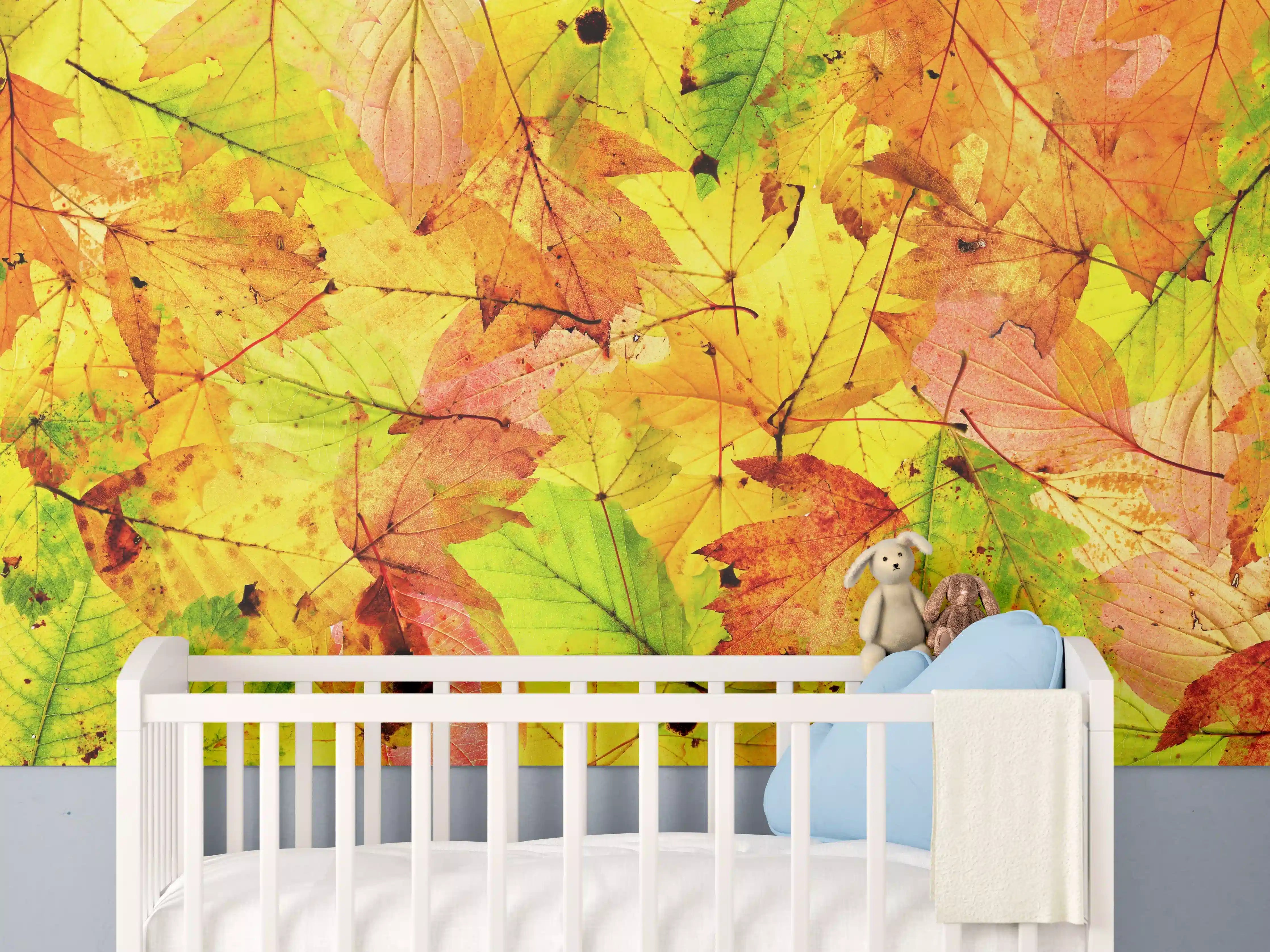 Babyzimmer Wandgestaltung - Herbstblätter Hintergrund