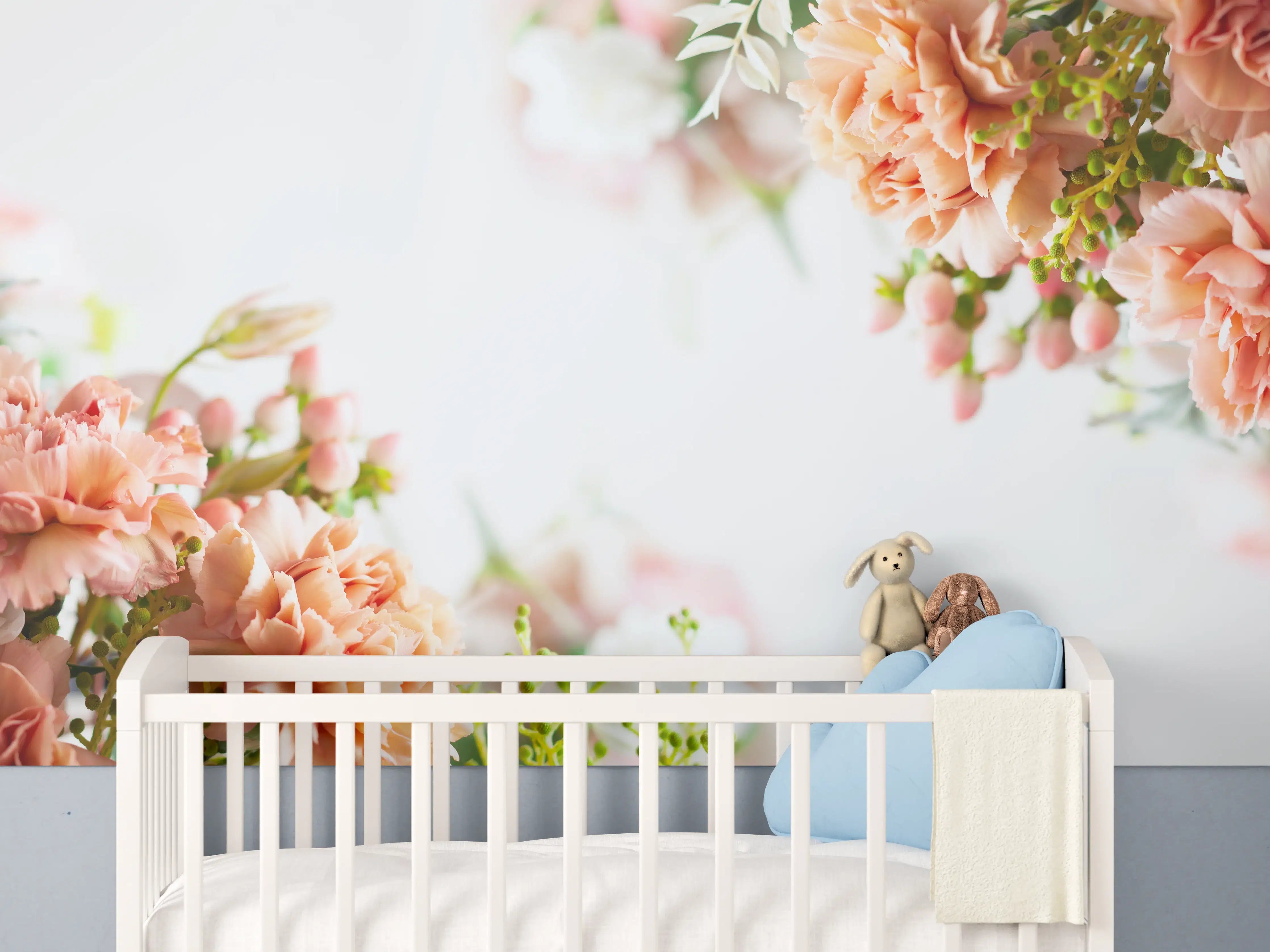 Babyzimmer Wandgestaltung - Herbstliche Blumenkomposition - Nahaufnahme