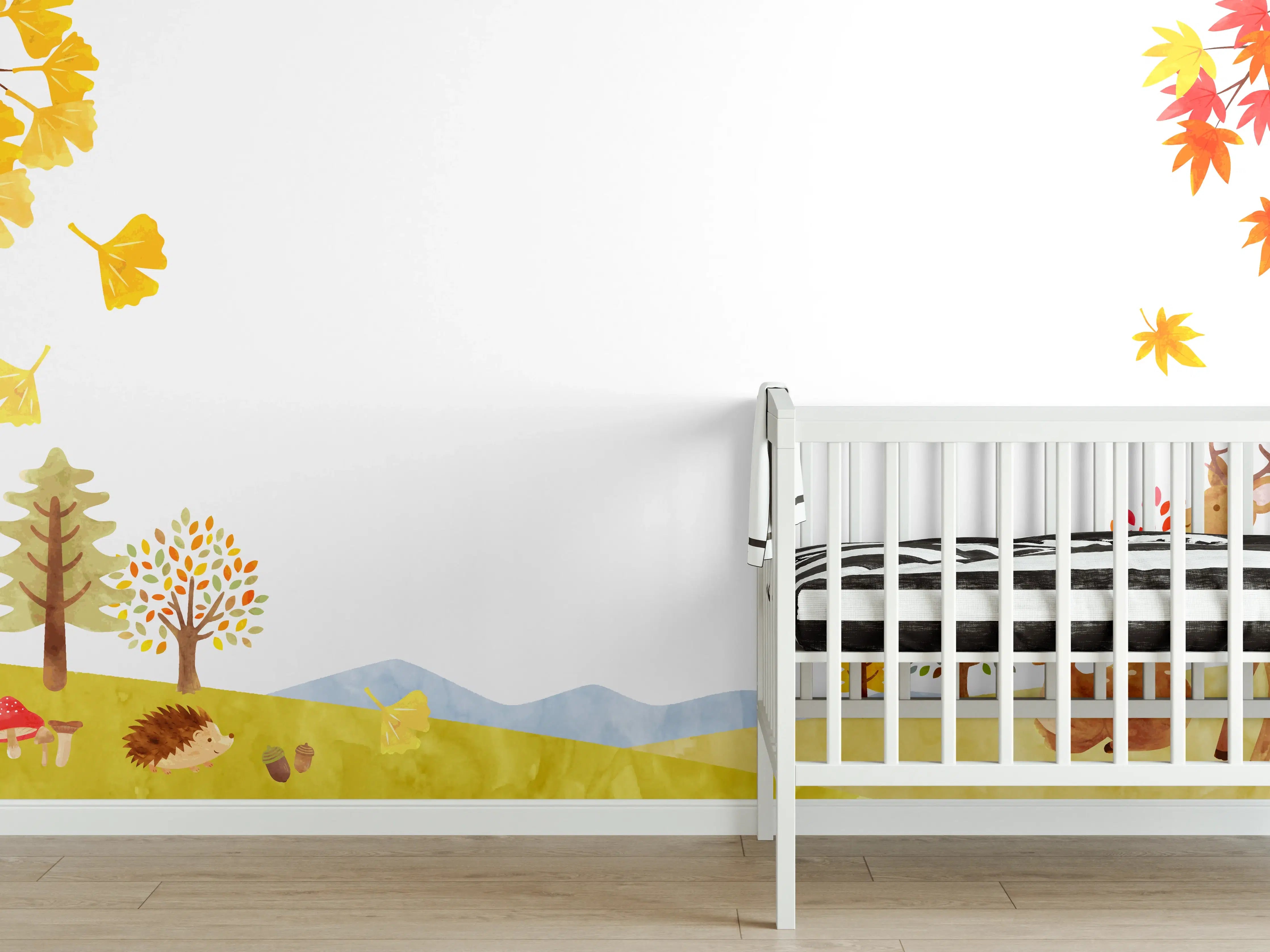 Babyzimmer Wandgestaltung - Herbstliche Tierillustration